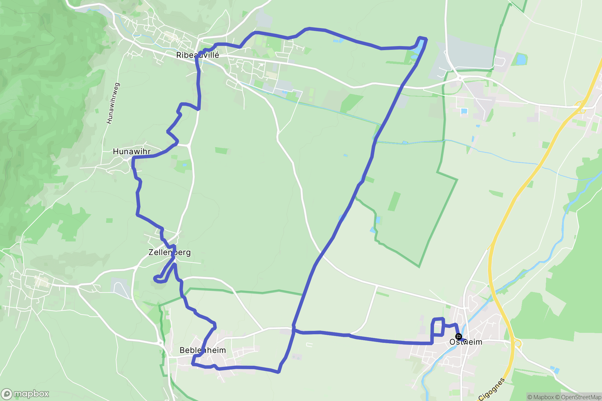 Ostheim : carte du parcours de randonnée - France