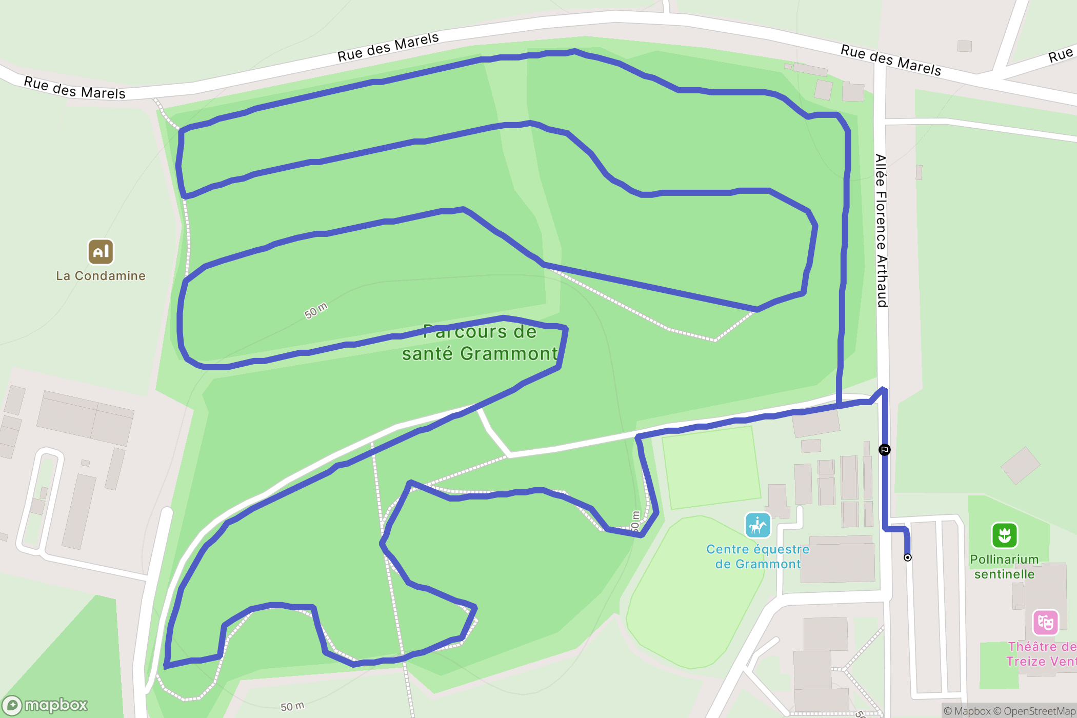 Montpellier : carte du parcours de randonnée - France