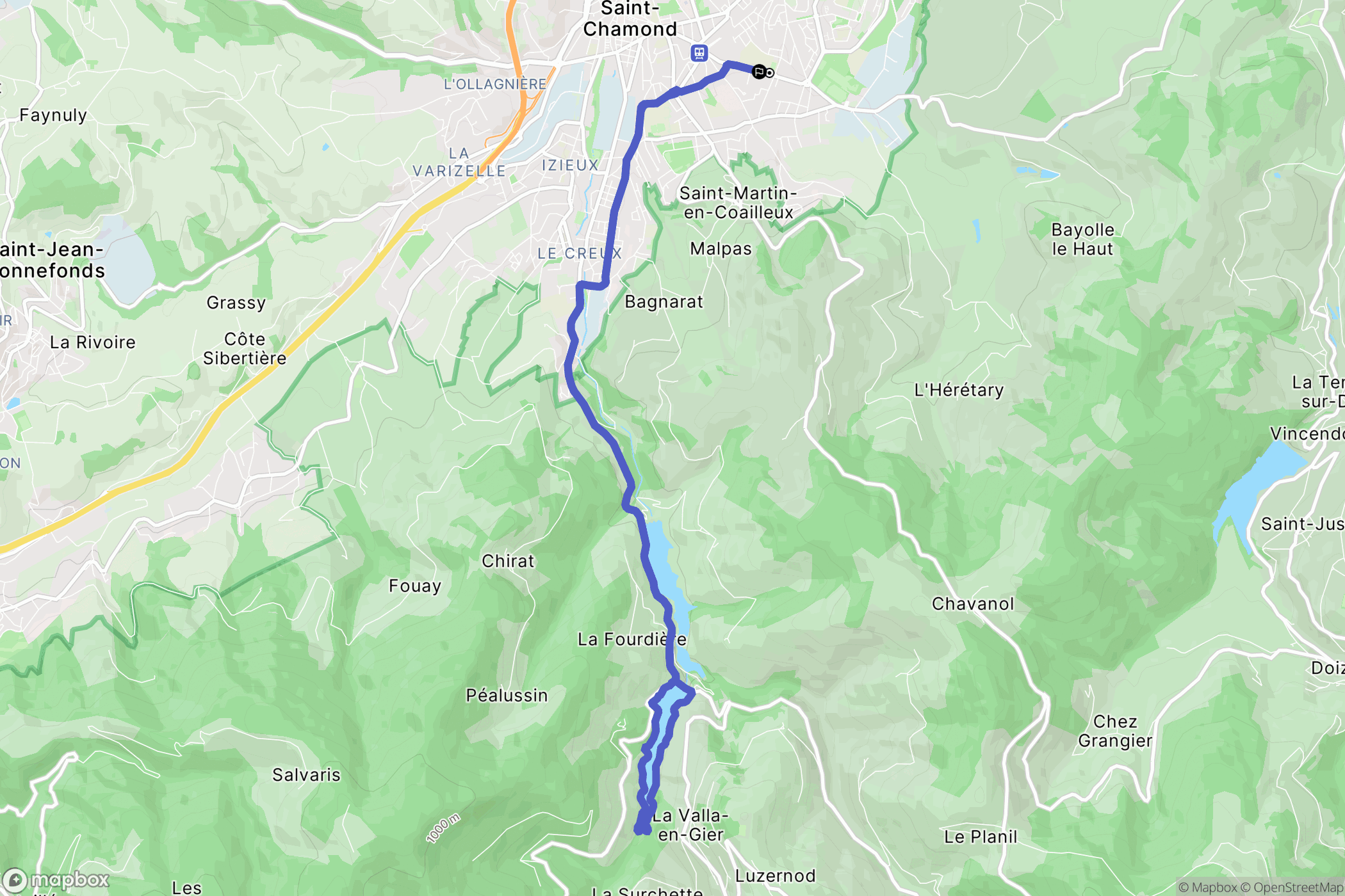 Saint-Chamond : carte du parcours de randonnée - France