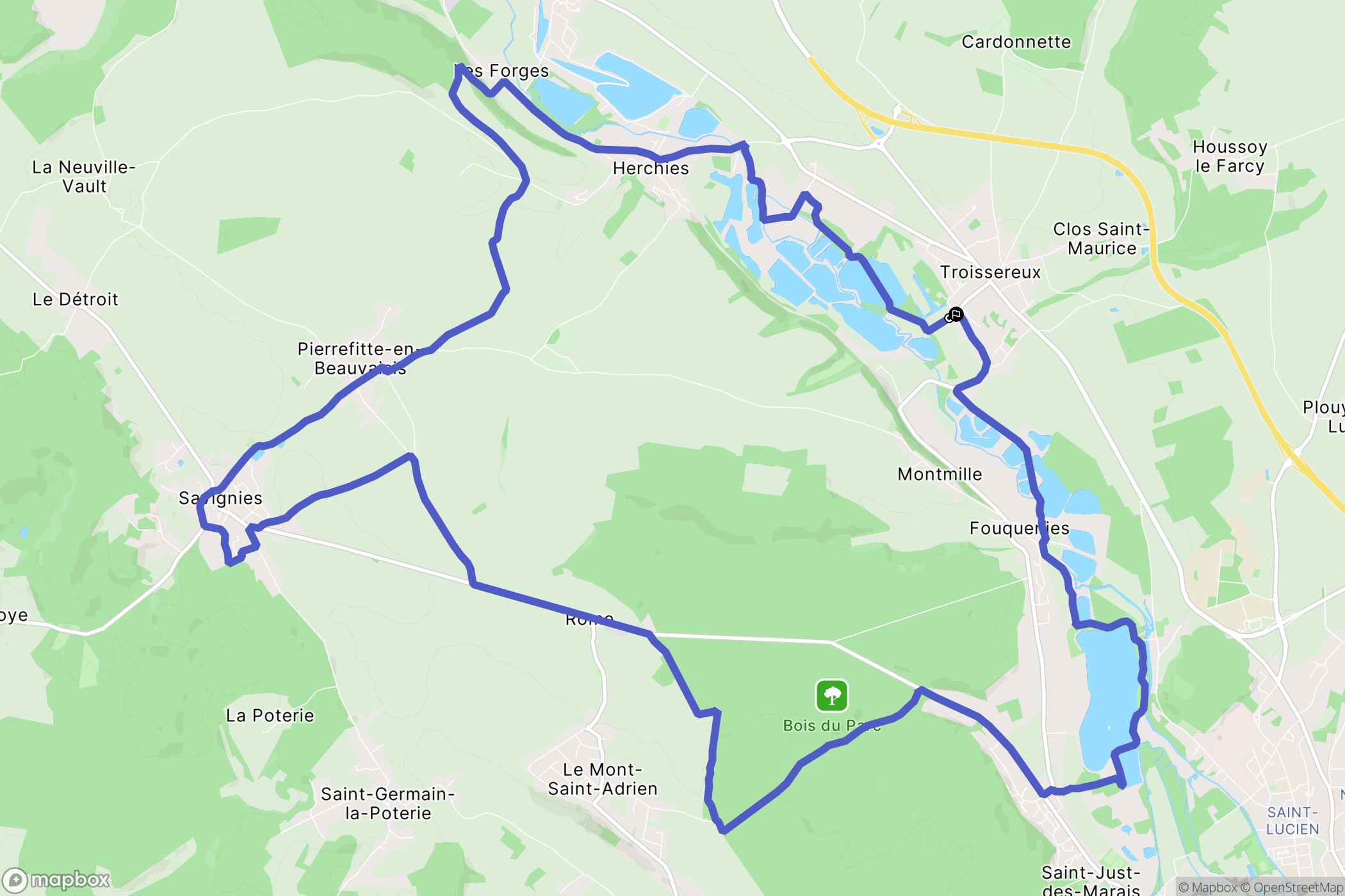 Troissereux : carte du parcours de randonnée - France