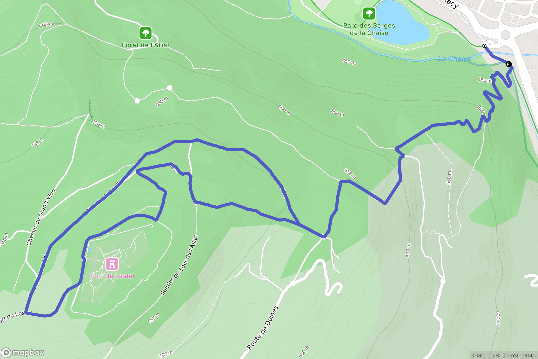 Ugine : carte du parcours de randonnée - France