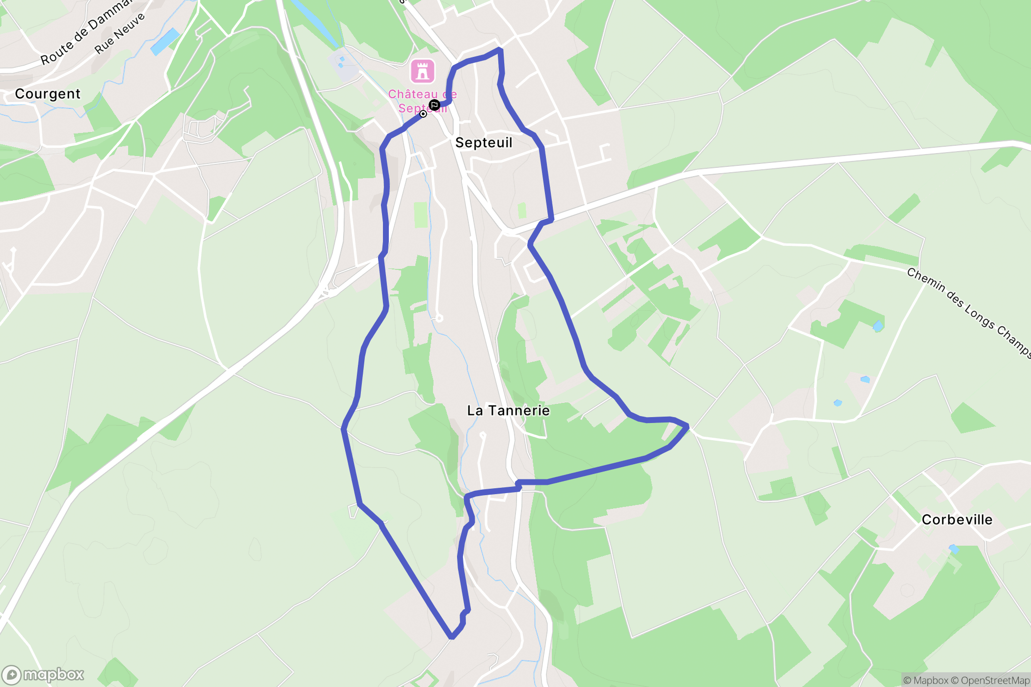 Septeuil : carte du parcours de randonnée - France