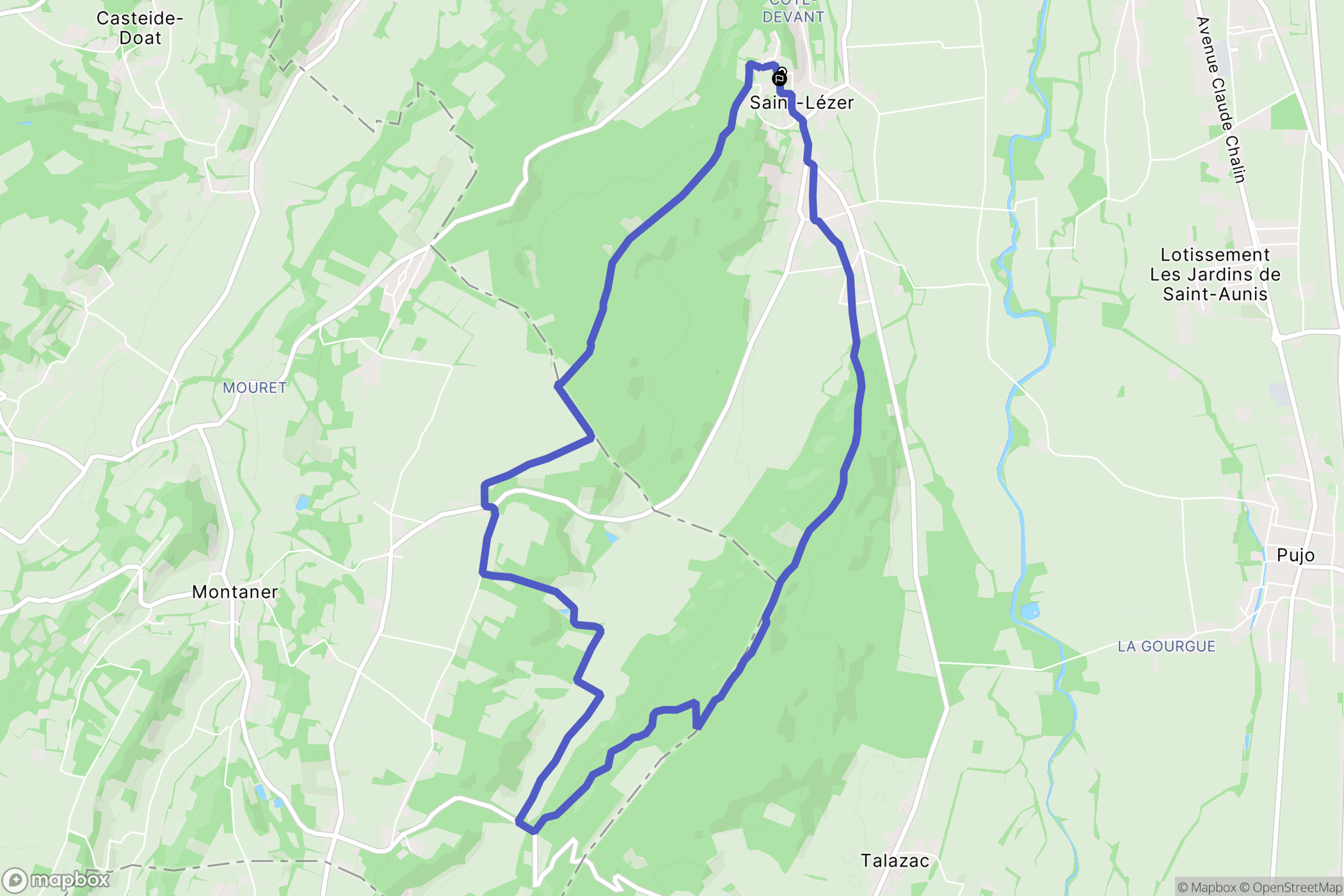 Saint-Lézer : carte du parcours de randonnée - France