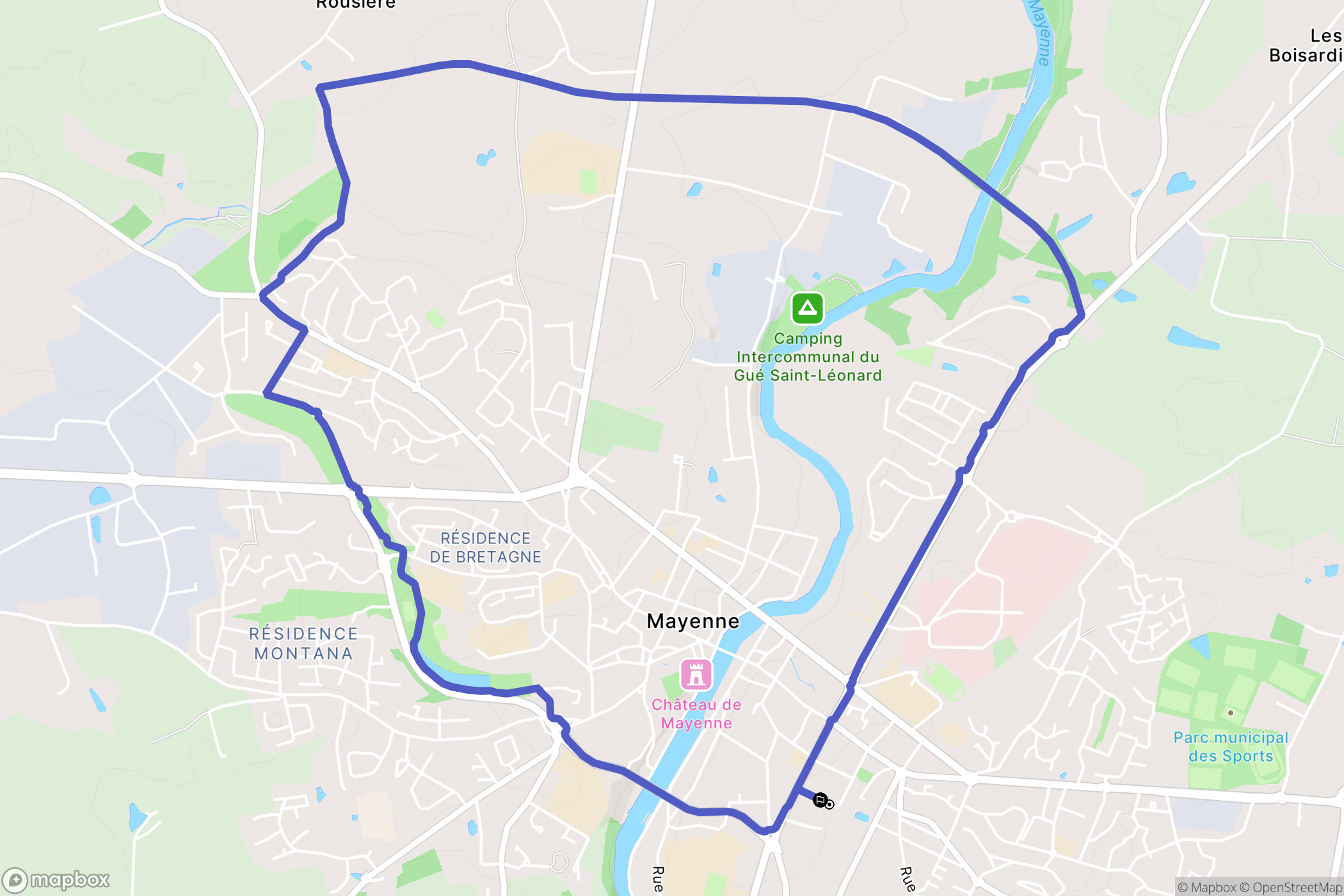 Mayenne : carte du parcours de randonnée - France