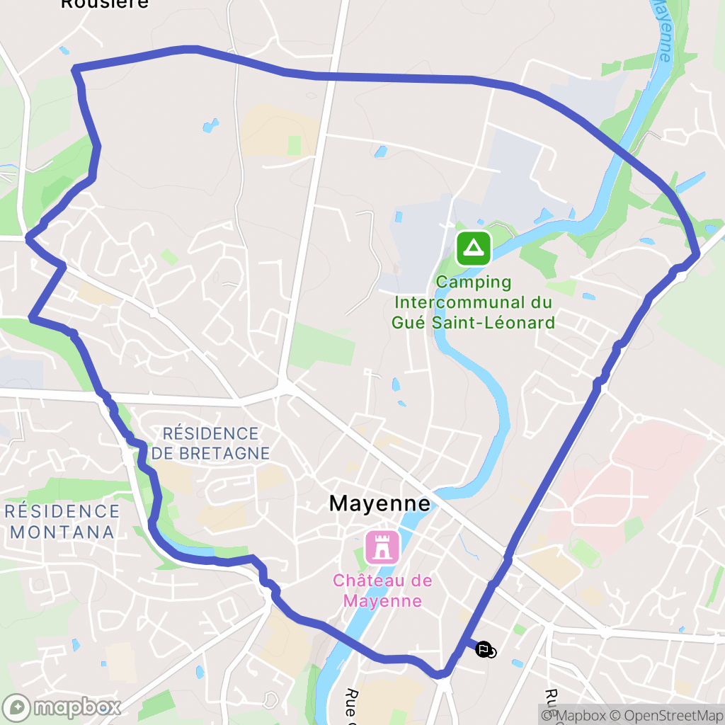 Mayenne : carte du parcours de randonnée - France
