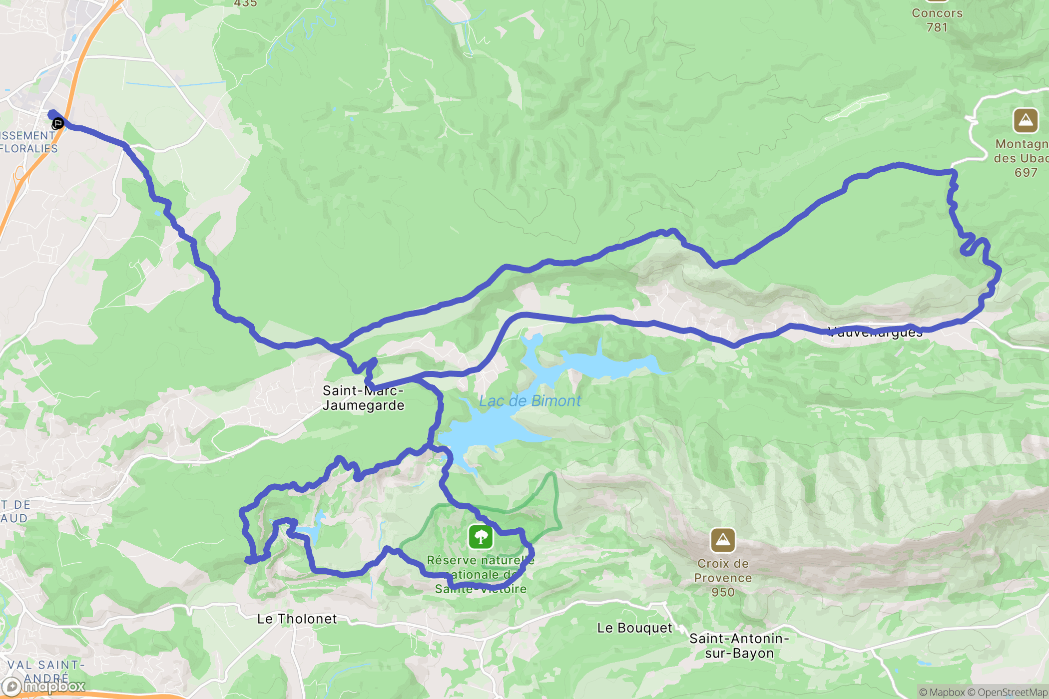 Venelles : carte du parcours de randonnée - France