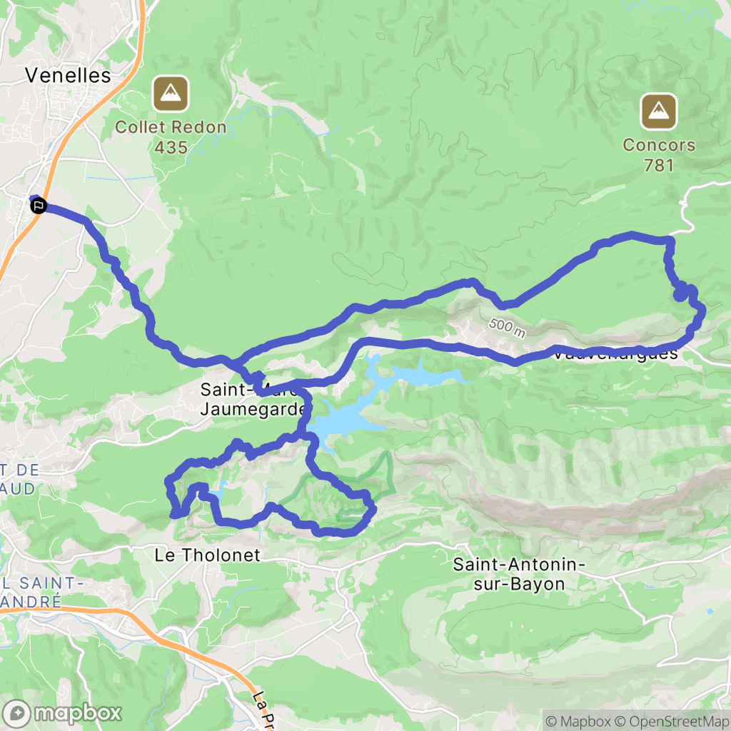 Venelles : carte du parcours de randonnée - France