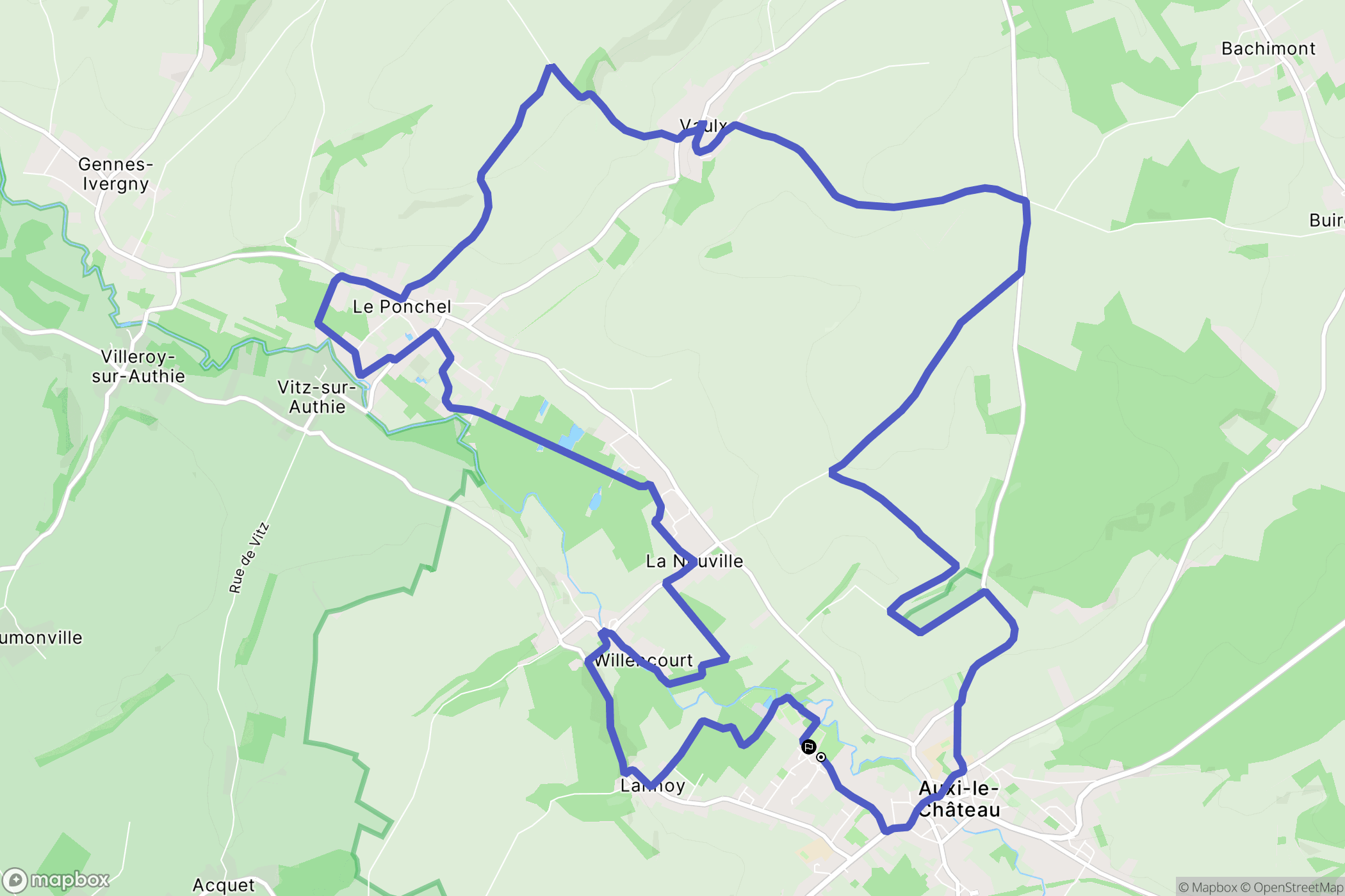 Auxi-le-Château : carte du parcours de randonnée - France