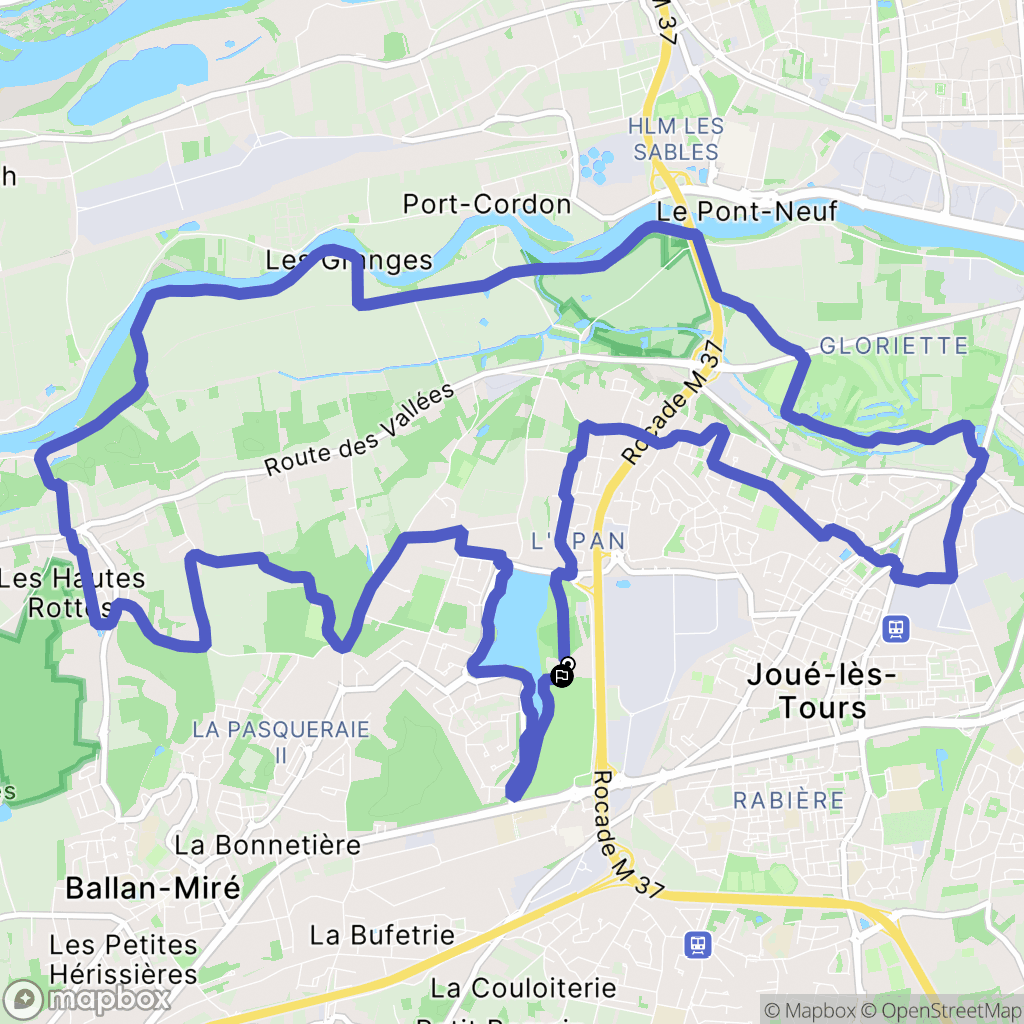 Joué-lès-Tours : carte du parcours de randonnée - France