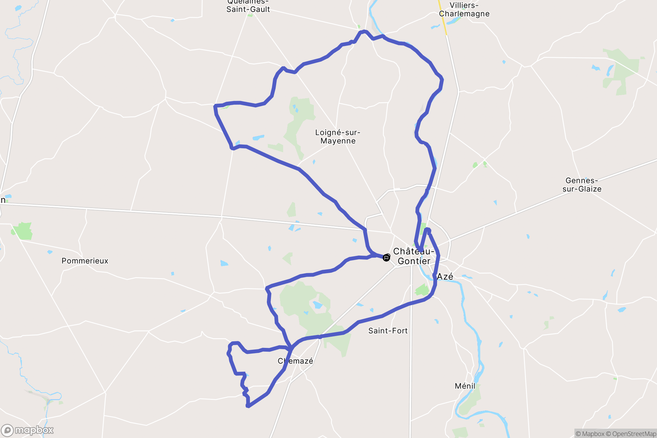 Château-Gontier-sur-Mayenne : carte du parcours de randonnée - France