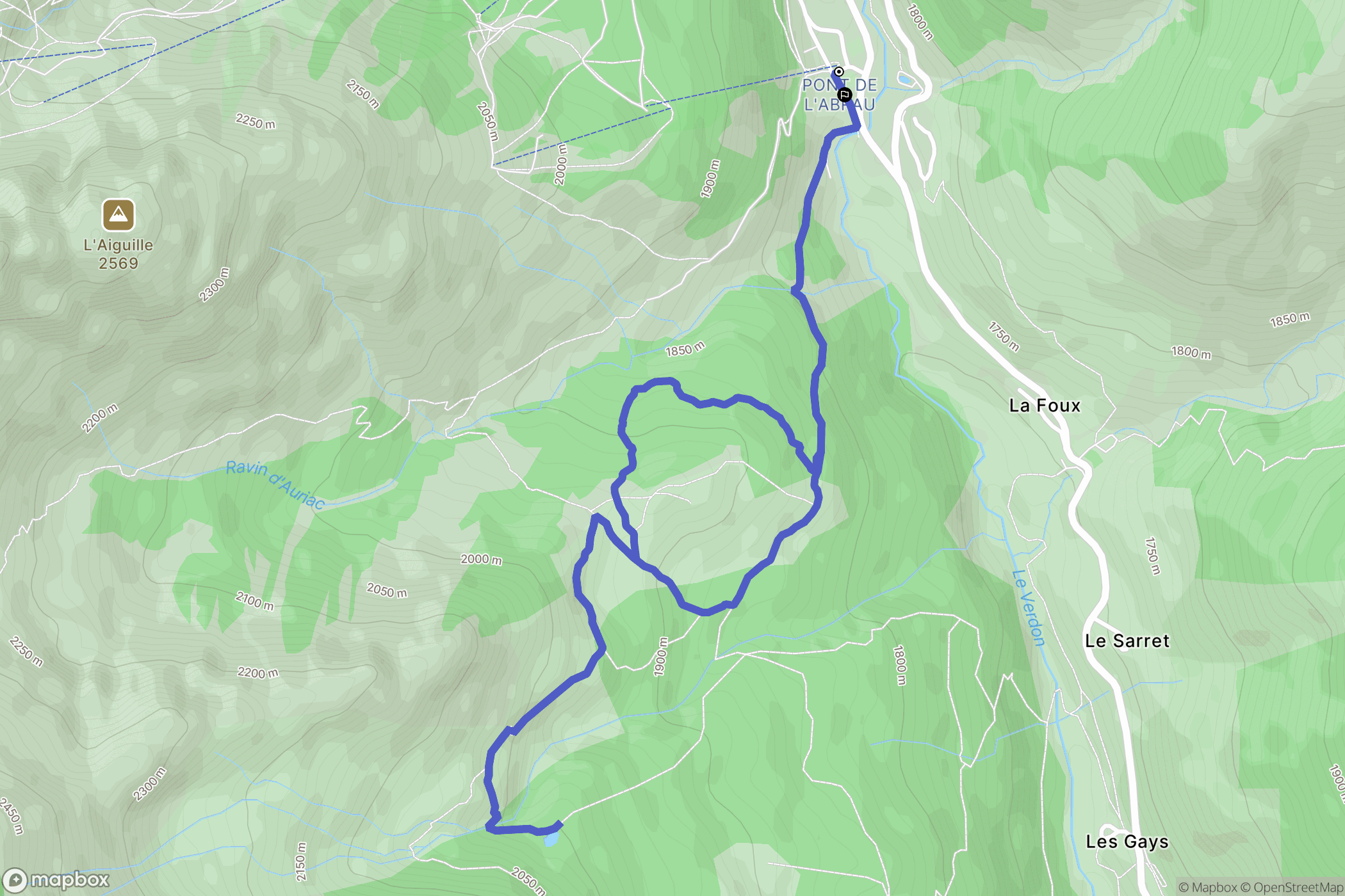 Allos : carte du parcours de randonnée - France
