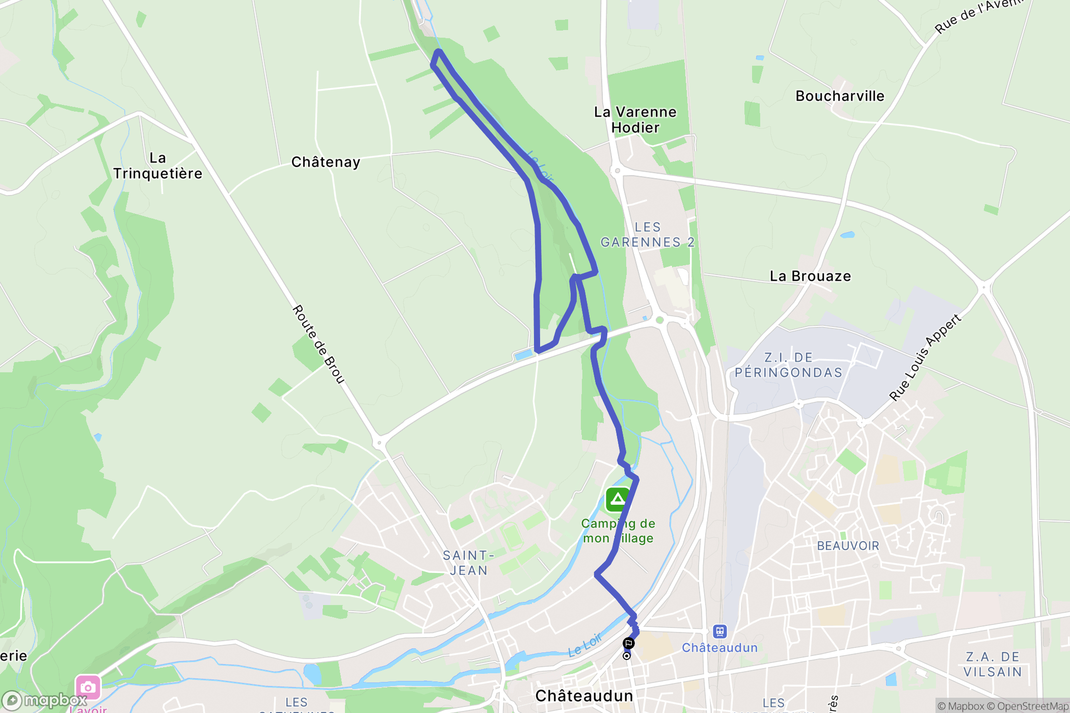 Châteaudun : carte du parcours de randonnée - France