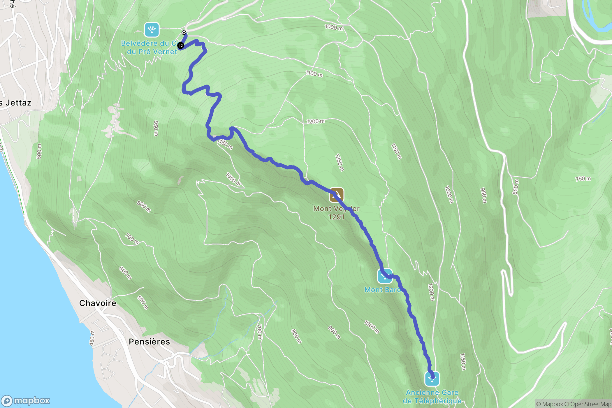 Annecy : carte du parcours de randonnée - France