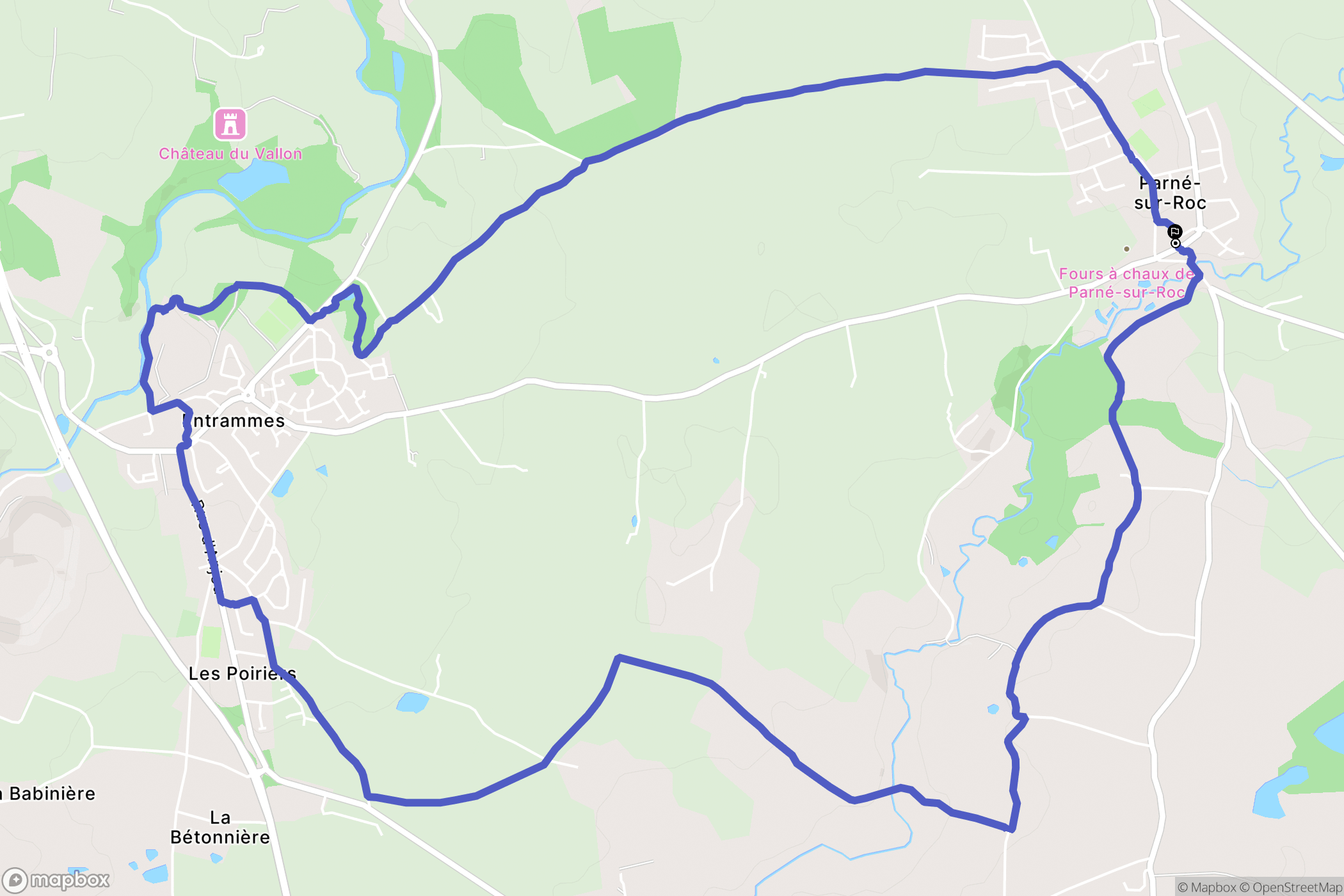 Parné-sur-Roc : carte du parcours de randonnée - France