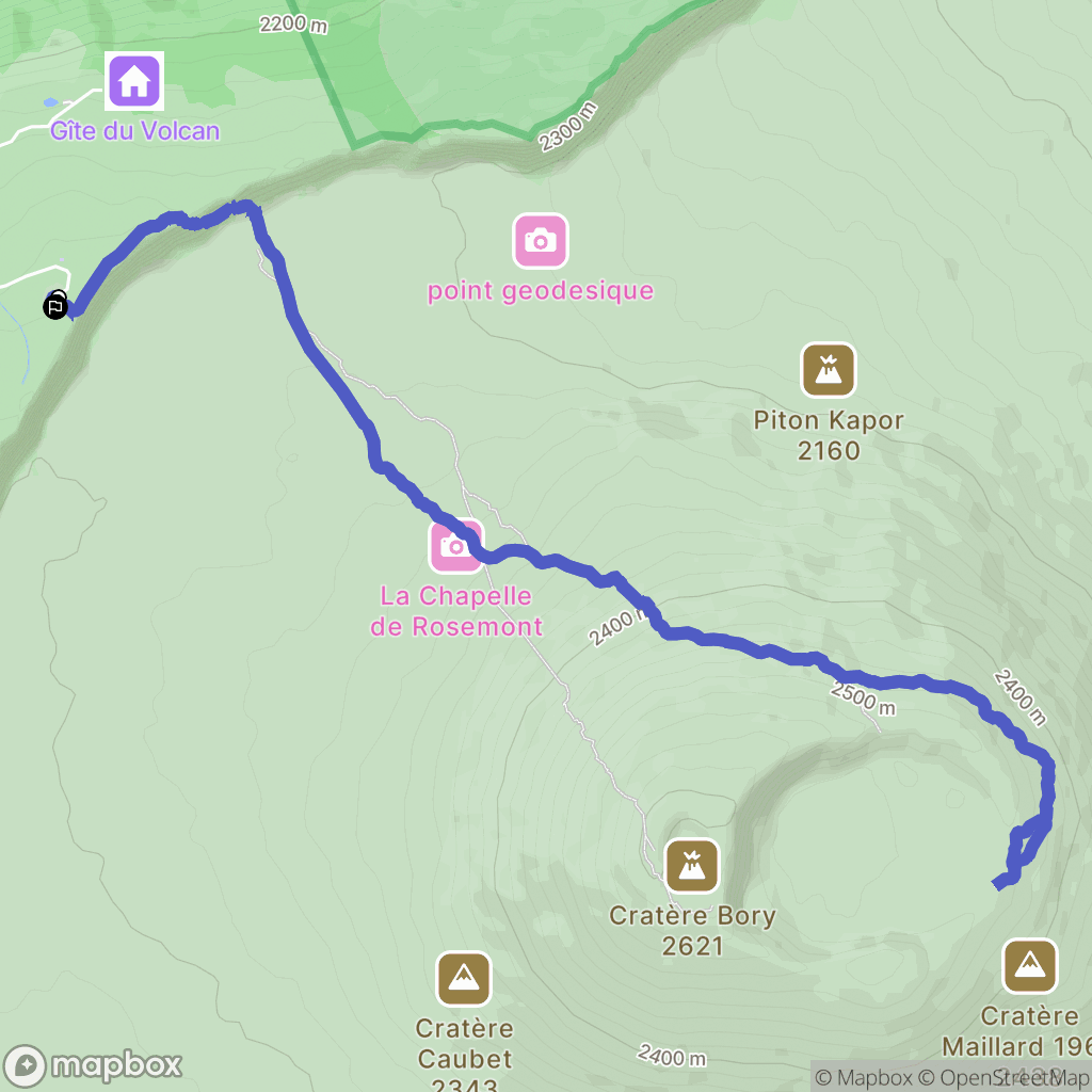 La Plaine des cafres : carte du parcours de randonnée - France