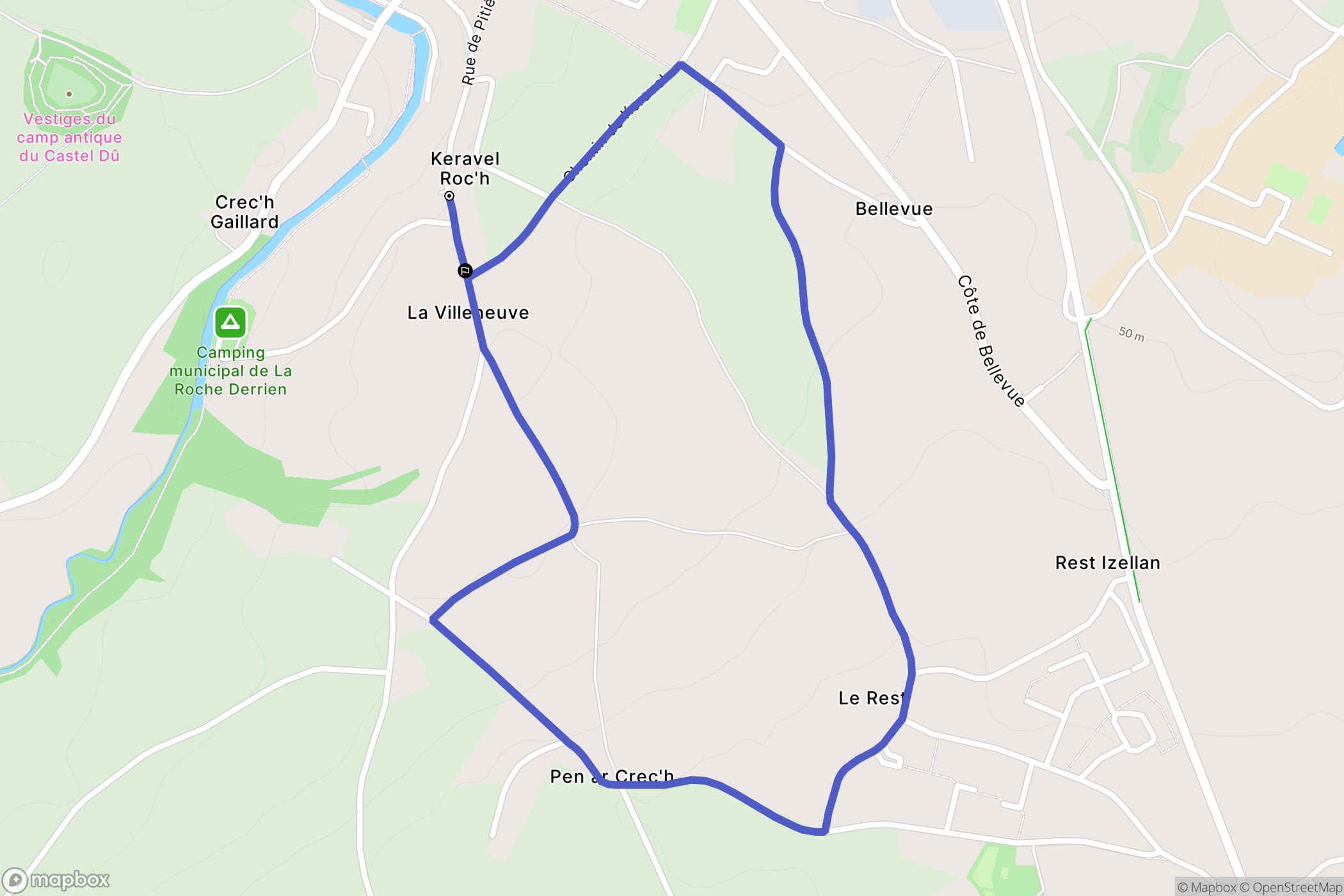 La Roche-Jaudy : carte du parcours de randonnée - France