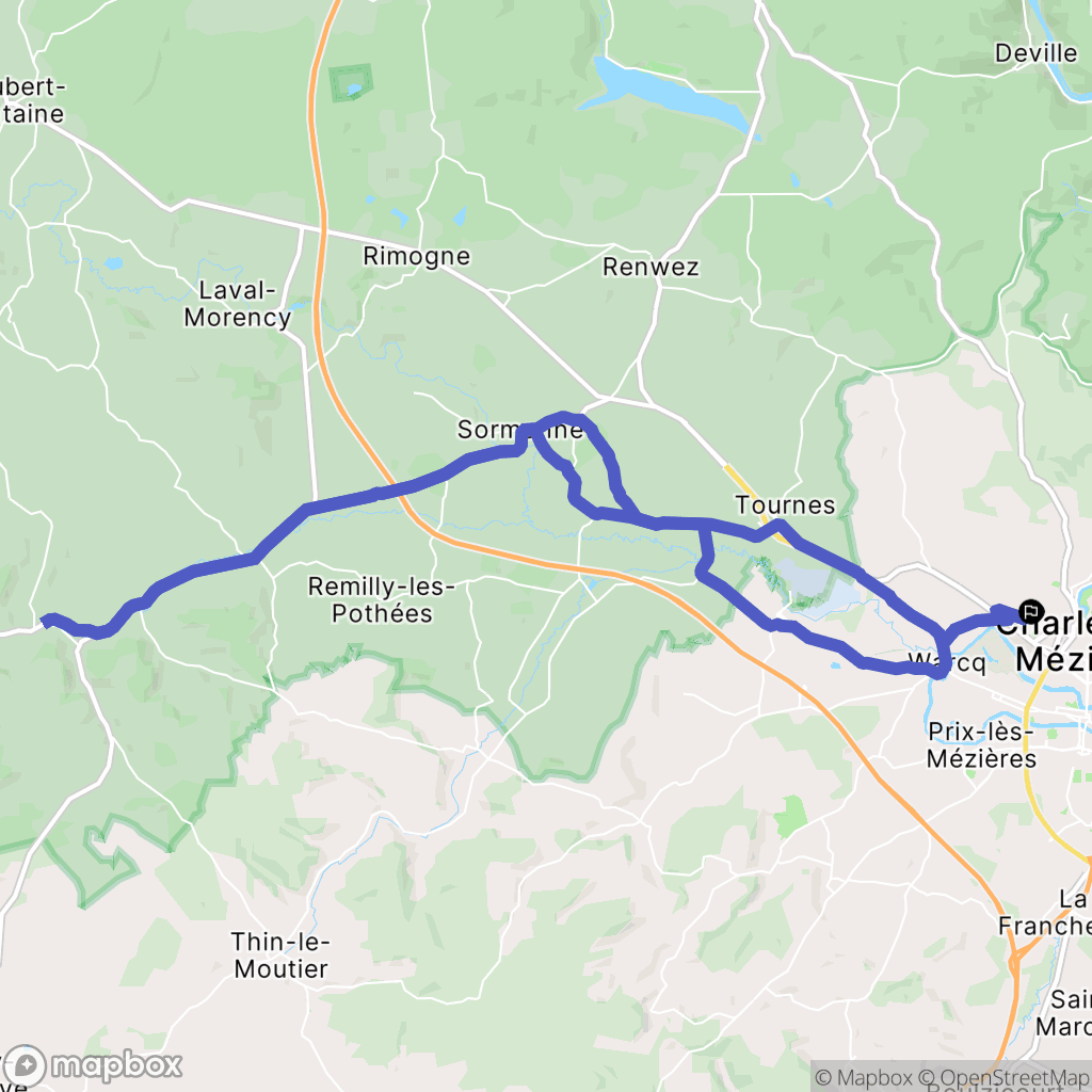 Charleville-Mézières : carte du parcours de randonnée - France