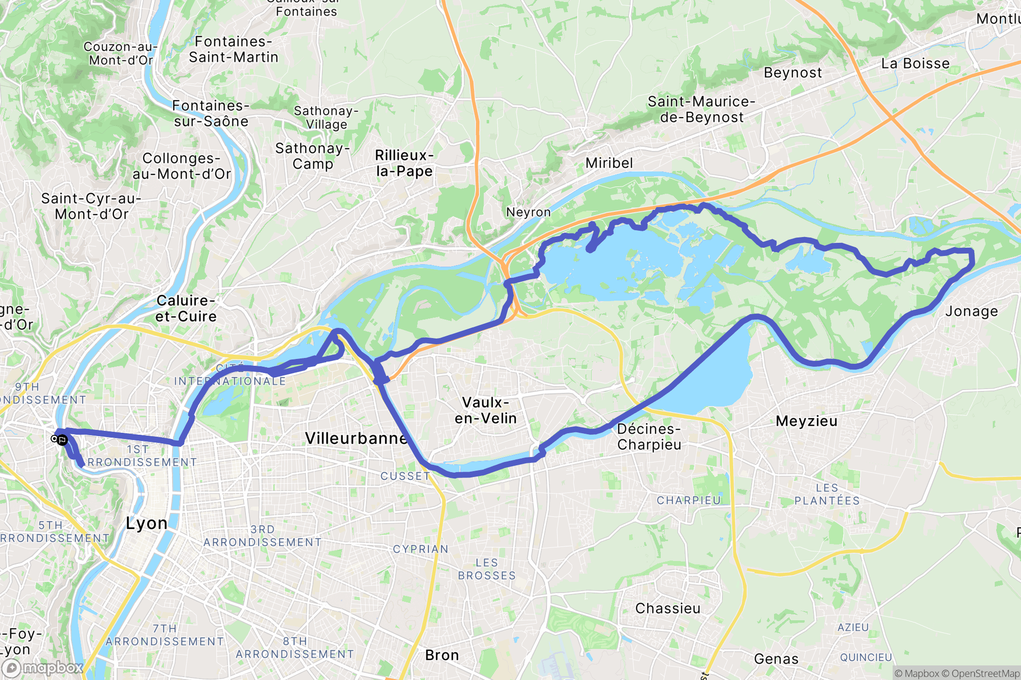 Lyon : carte du parcours de randonnée - France