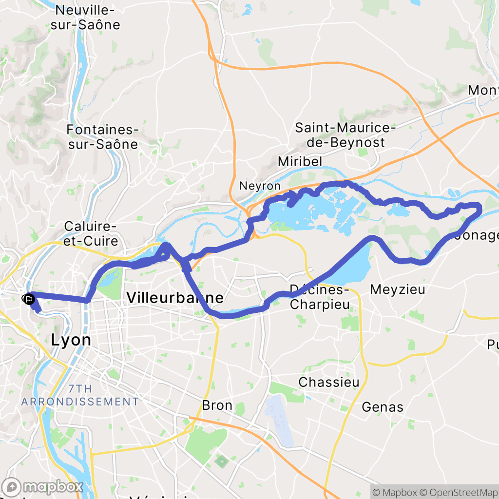 Lyon : carte du parcours de randonnée - France