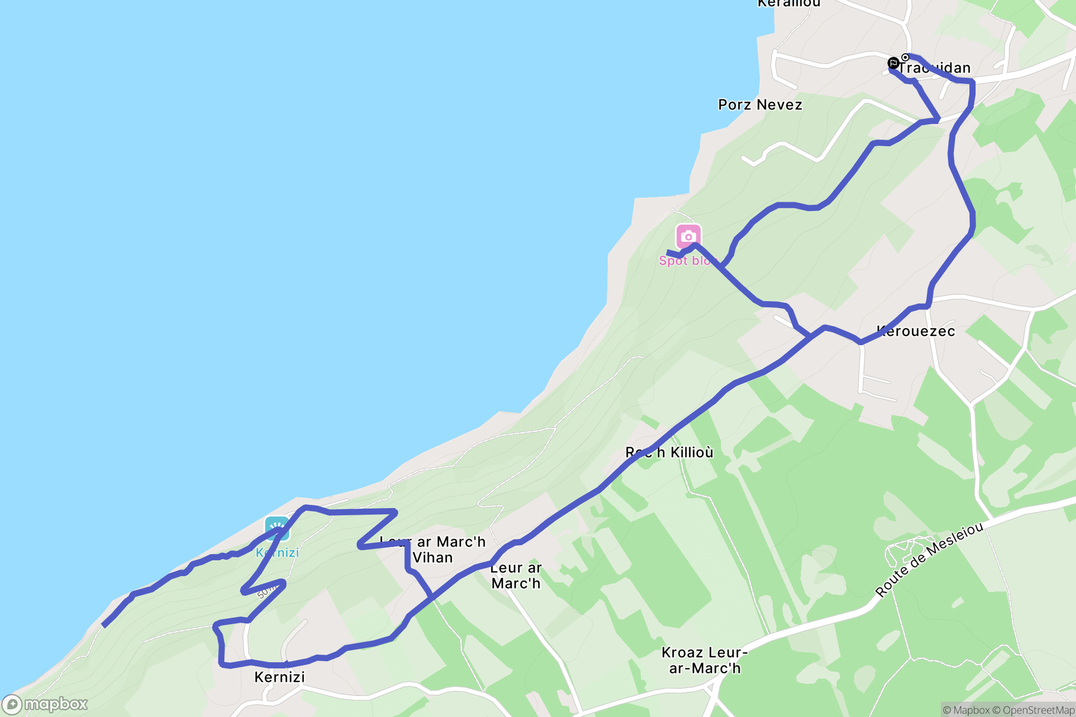 Plougastel-Daoulas : carte du parcours de randonnée - France
