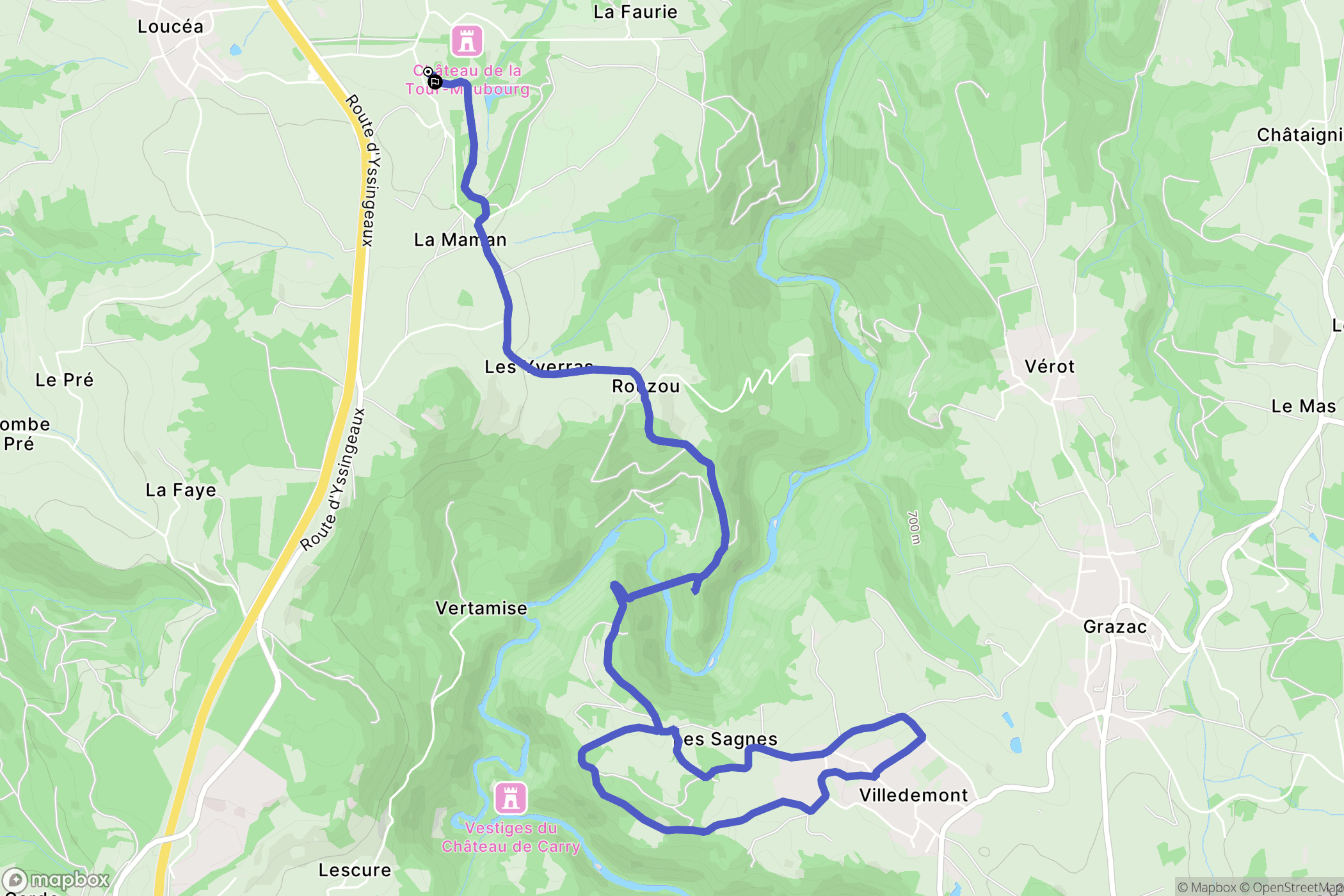 Saint-Maurice-de-Lignon : carte du parcours de randonnée - France