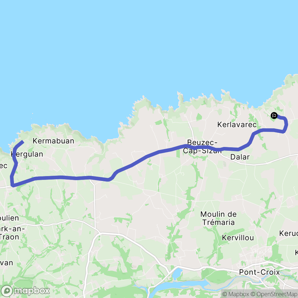 Beuzec-Cap-Sizun : carte du parcours de randonnée - France