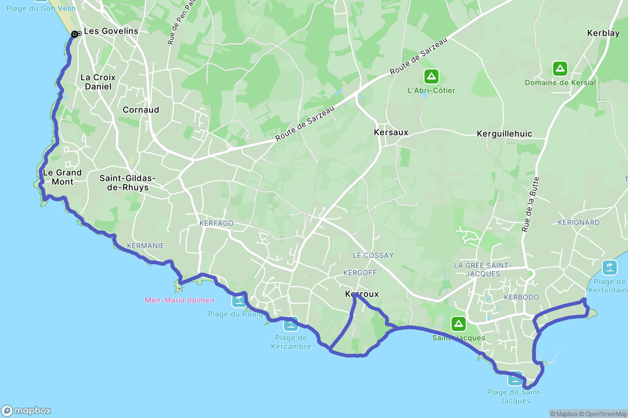 Saint-Gildas-de-Rhuys : carte du parcours de randonnée - France