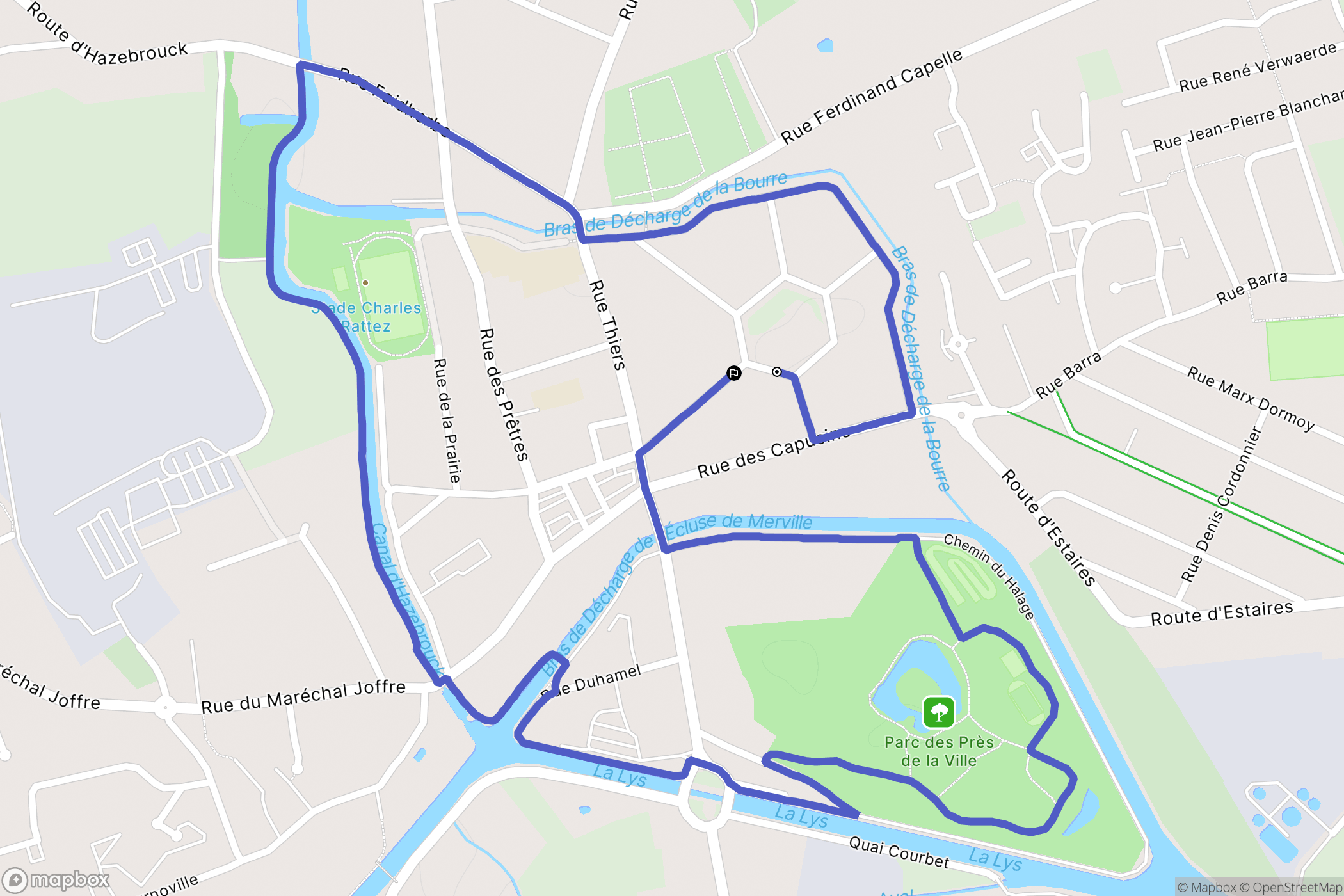 Merville : carte du parcours de randonnée - France
