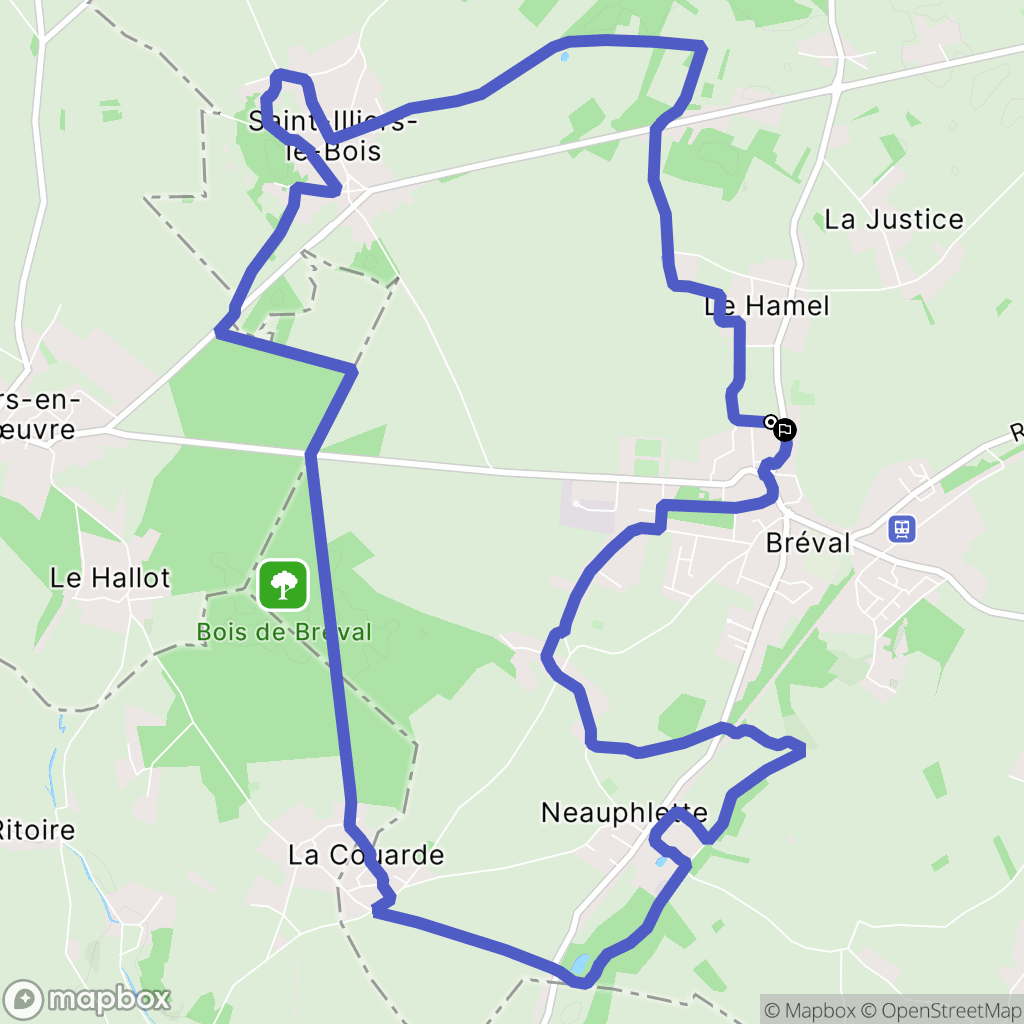 Bréval : carte du parcours de randonnée - France