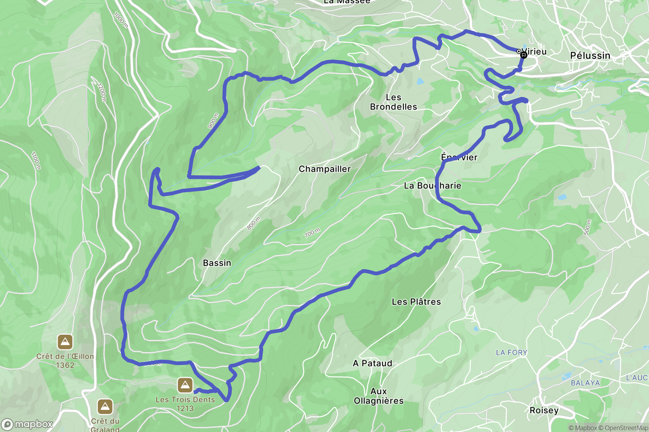 Pélussin : carte du parcours de randonnée - France