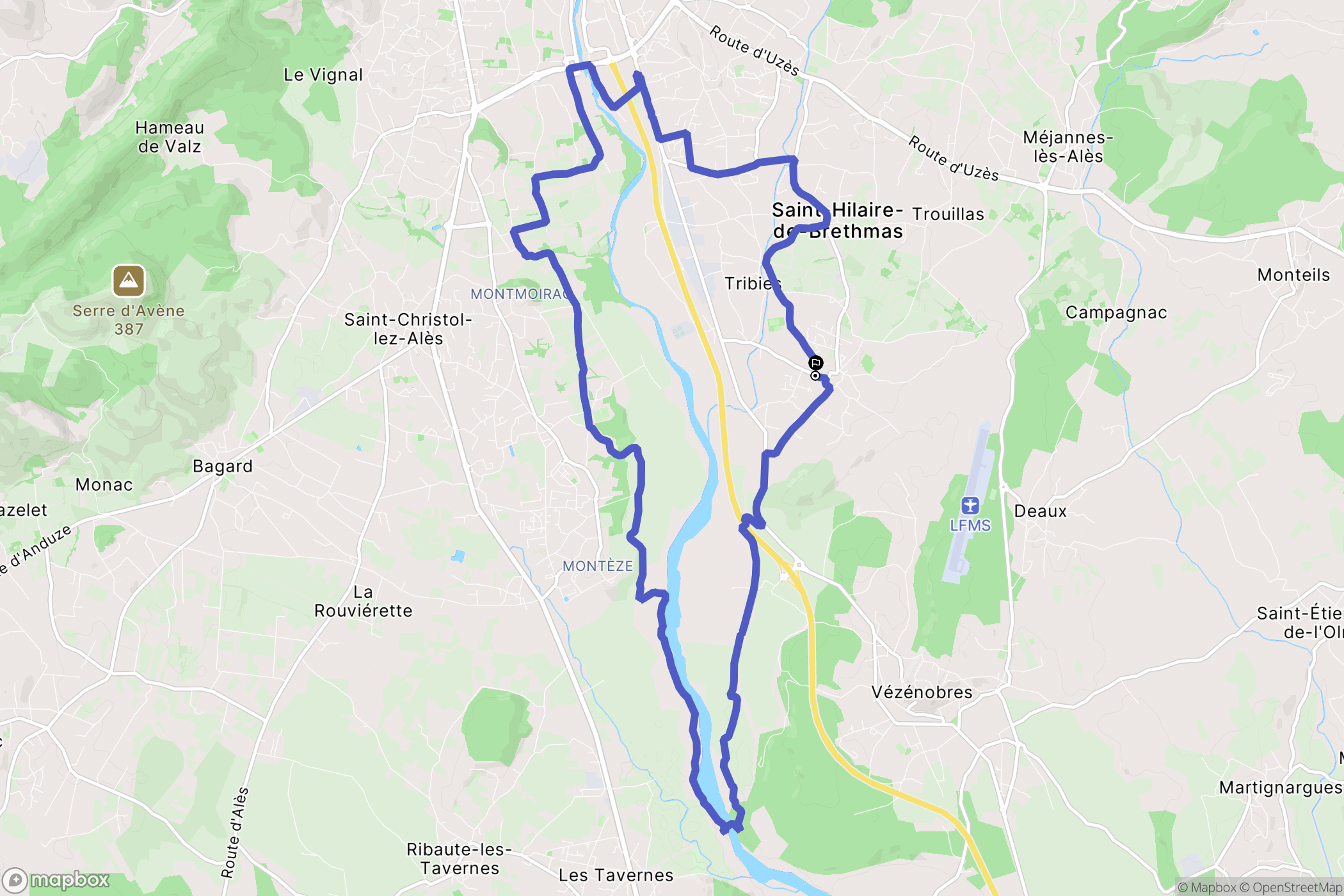 Saint-Hilaire-de-Brethmas : carte du parcours de randonnée - France