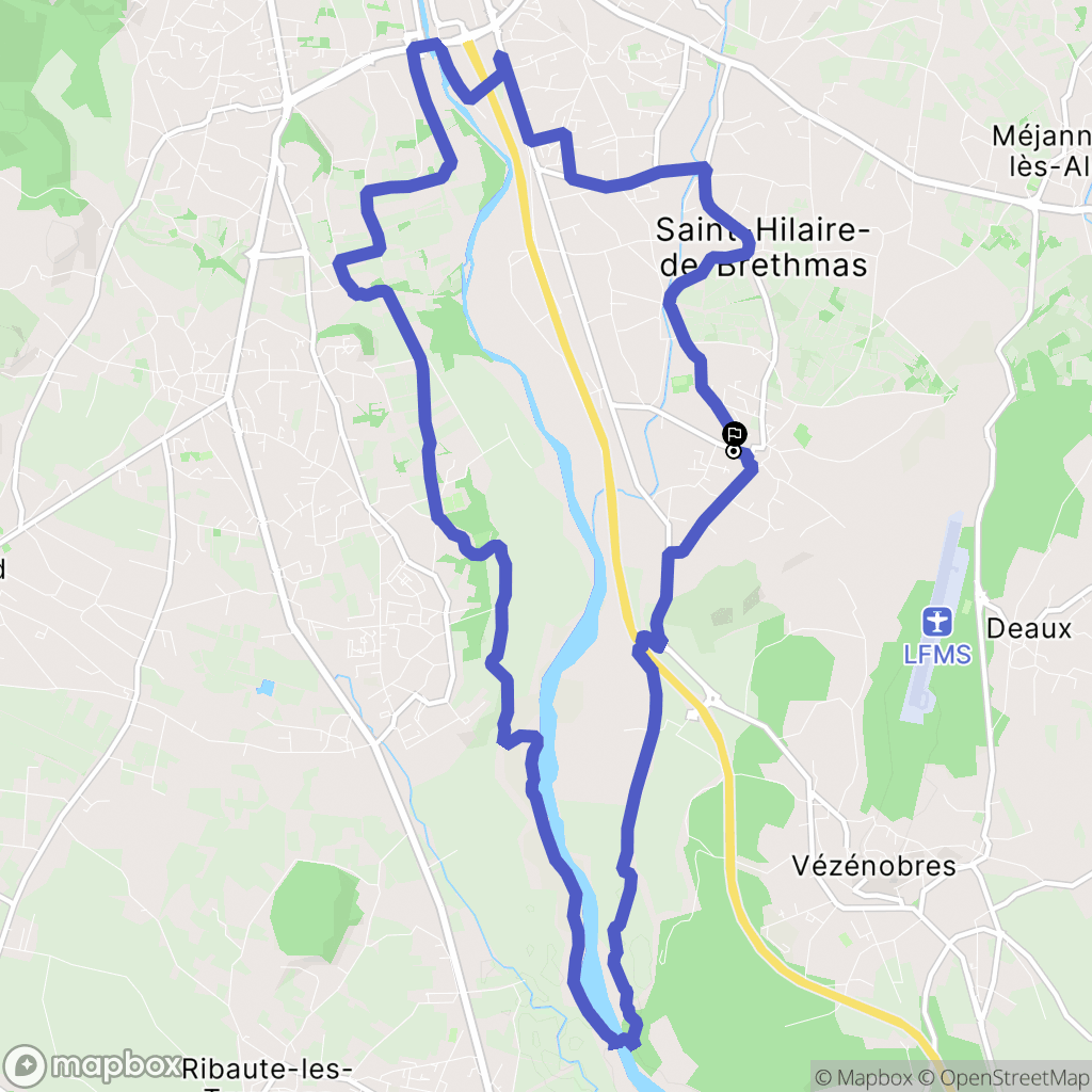 Saint-Hilaire-de-Brethmas : carte du parcours de randonnée - France