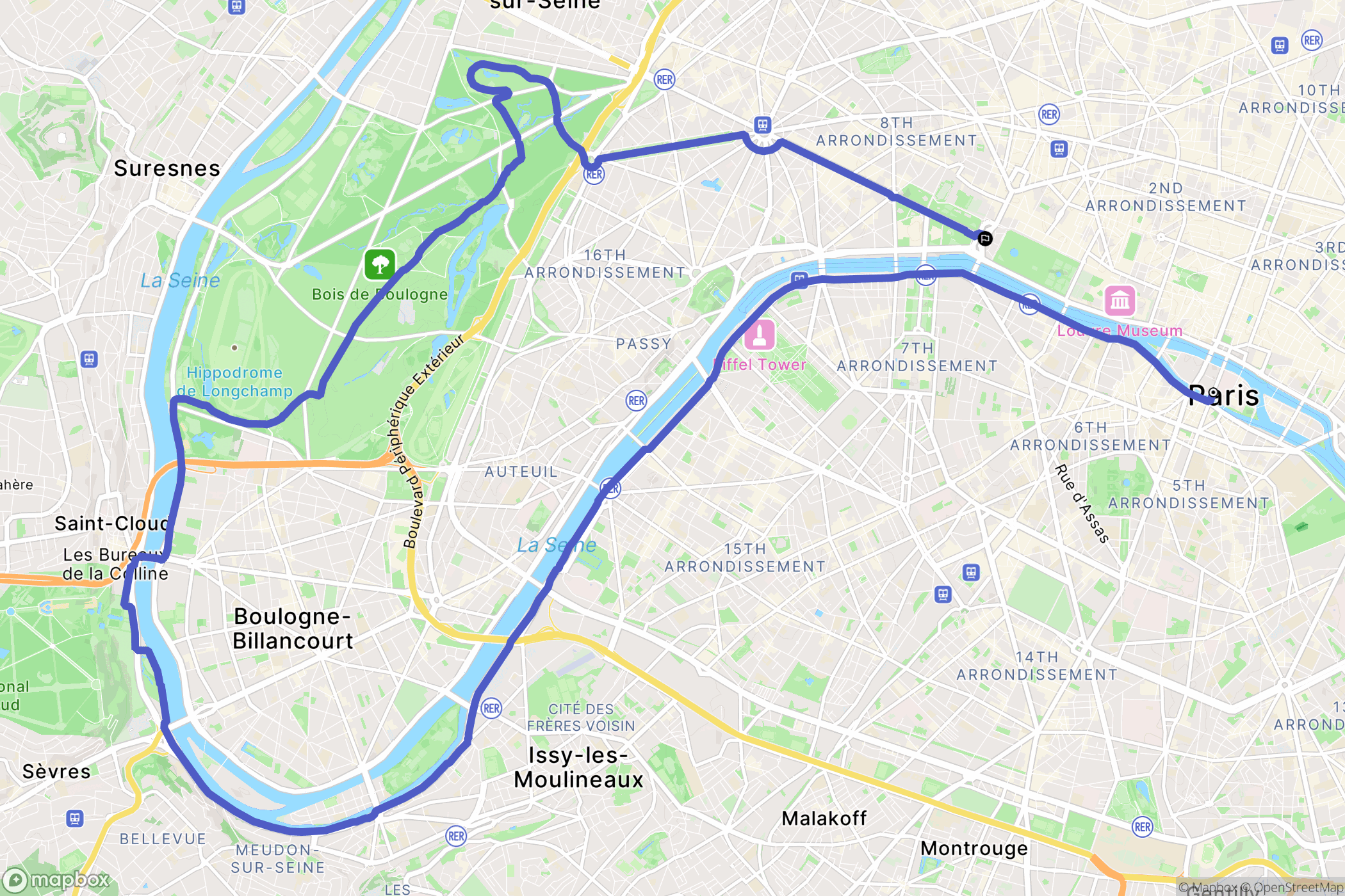 Paris : carte du parcours de randonnée - France