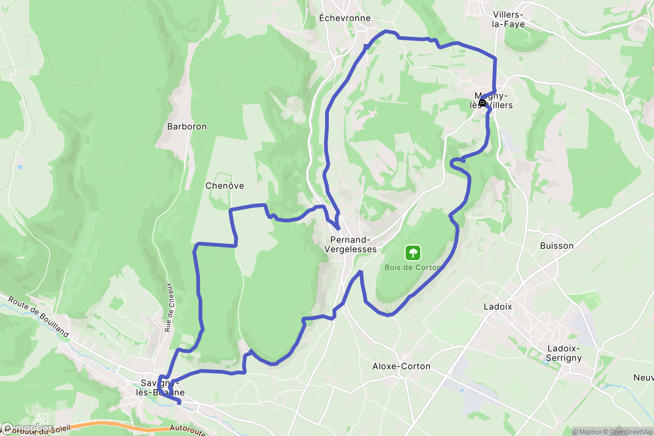 Magny-lès-Villers : carte du parcours de randonnée - France