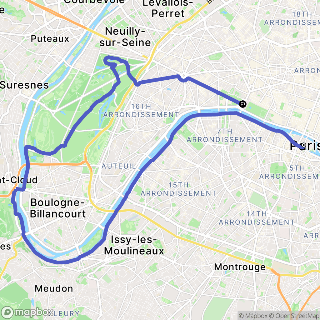 Paris : carte du parcours de randonnée - France