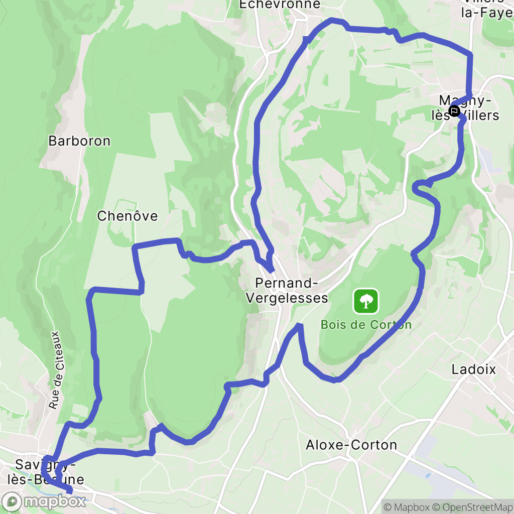 Magny-lès-Villers : carte du parcours de randonnée - France