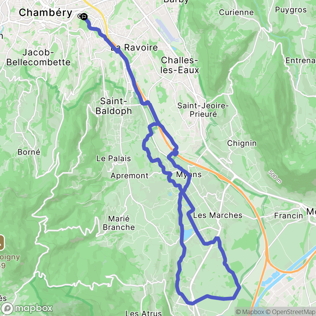 Chambéry : carte du parcours de randonnée - France