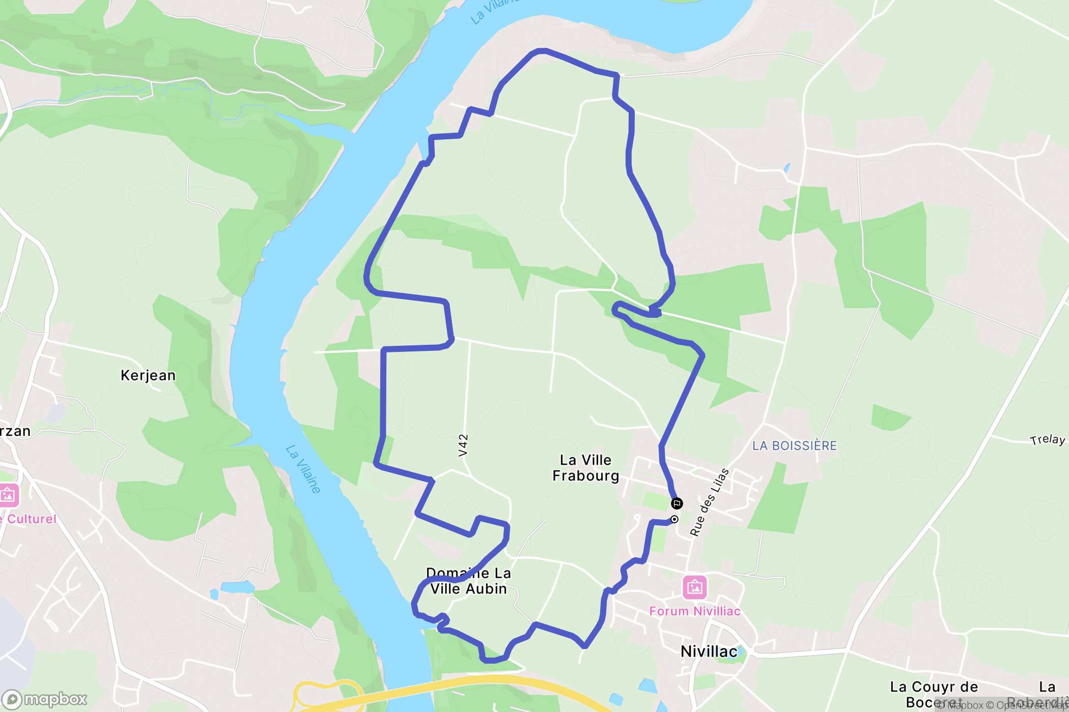 Nivillac : carte du parcours de randonnée - France