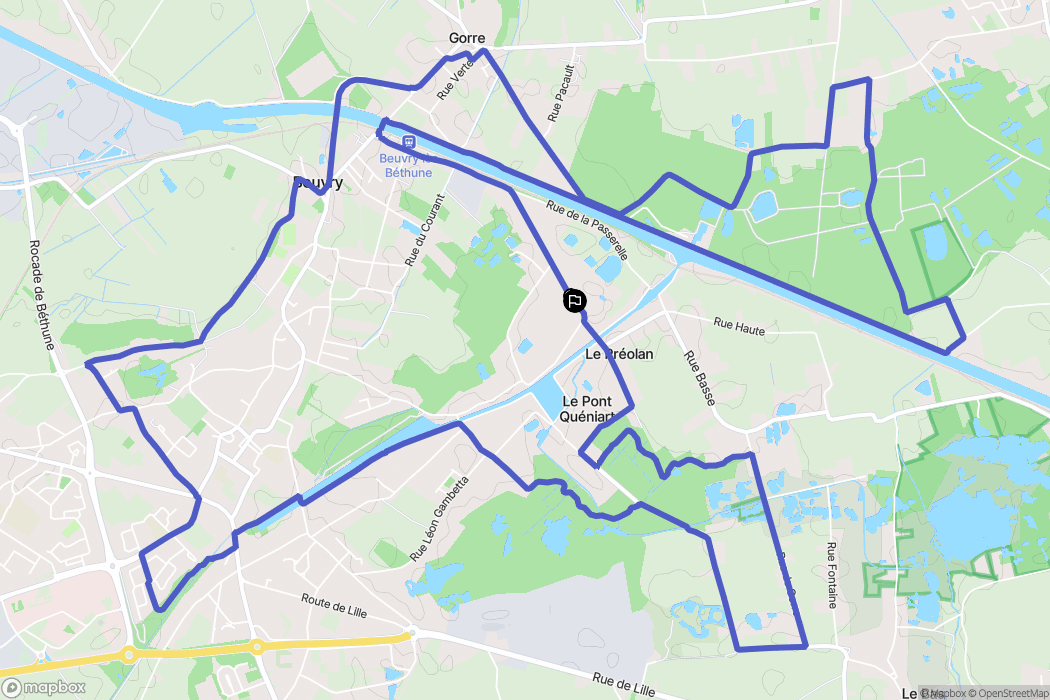 Beuvry : carte du parcours de randonnée - France