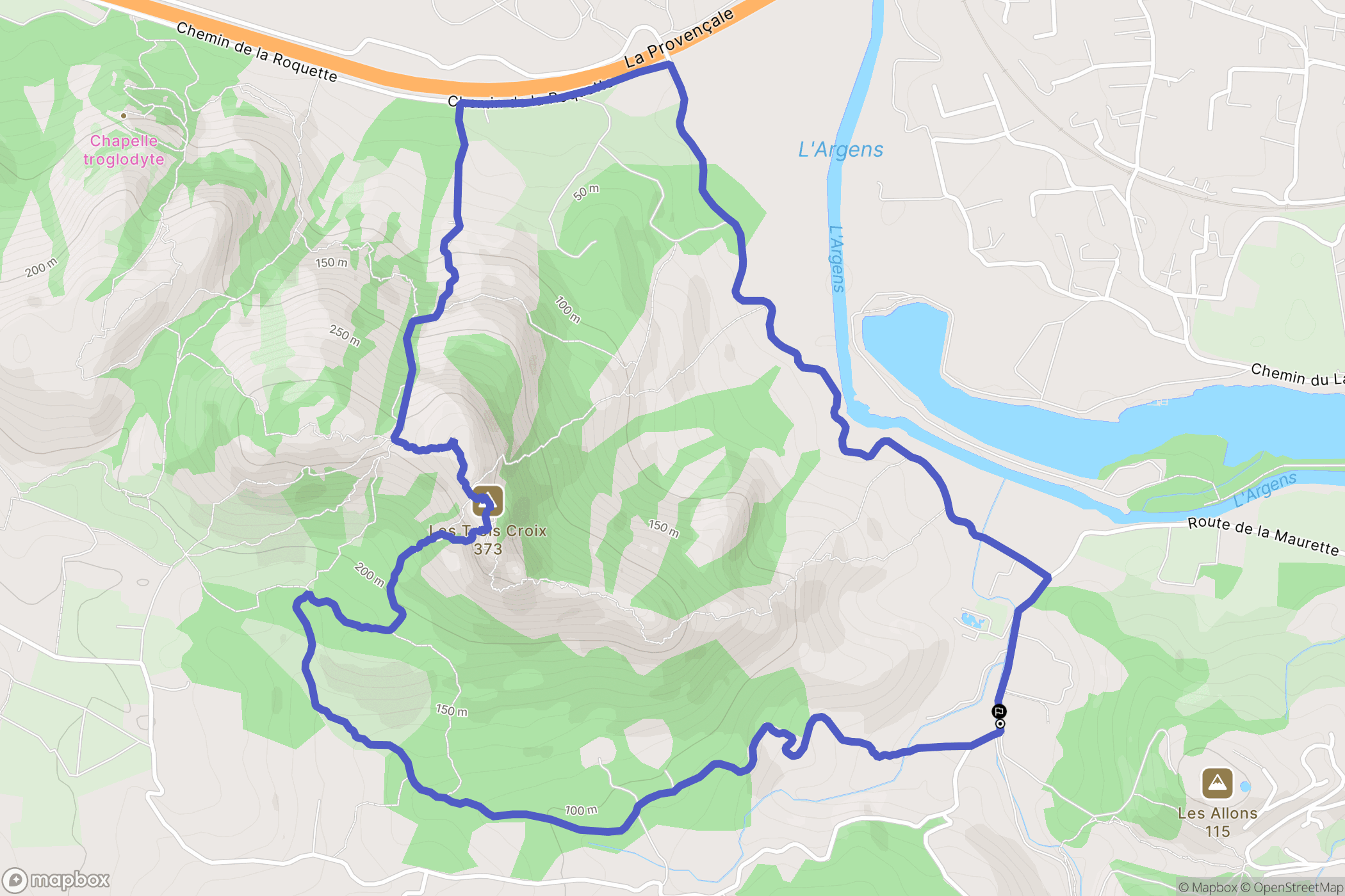 Roquebrune-sur-Argens : carte du parcours de randonnée - France