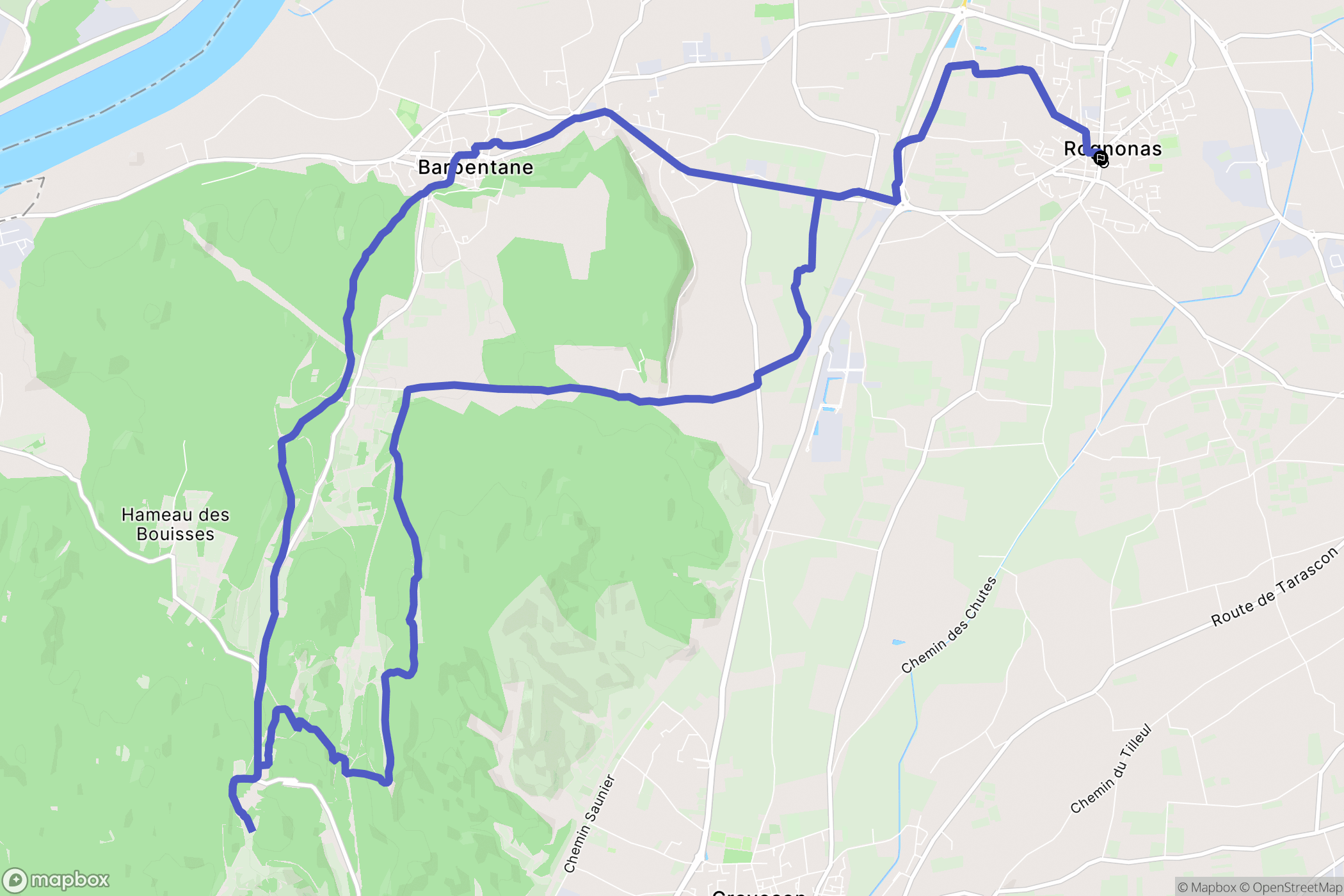 Rognonas : carte du parcours de randonnée - France
