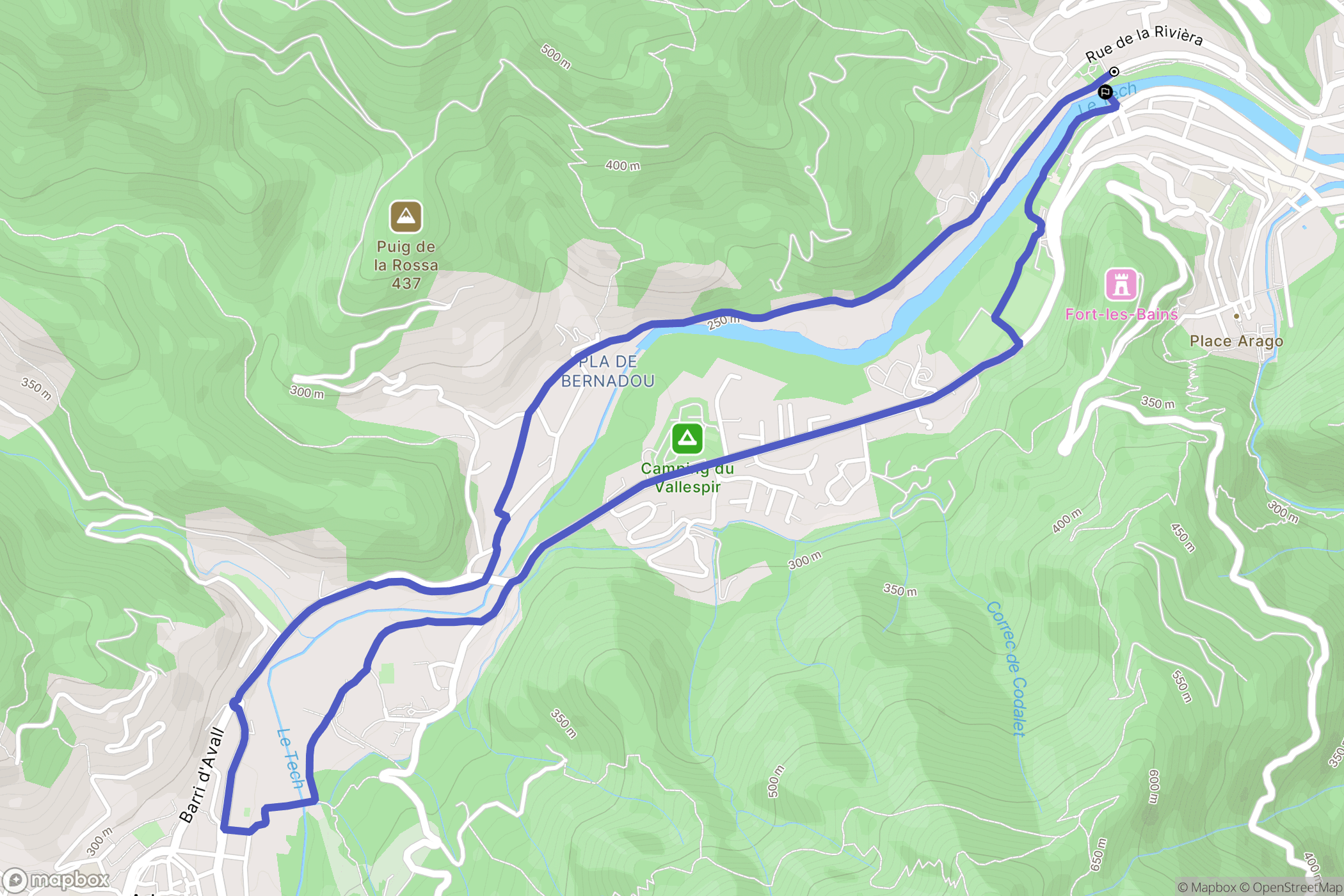 Amélie-les-Bains-Palalda : carte du parcours de randonnée - France