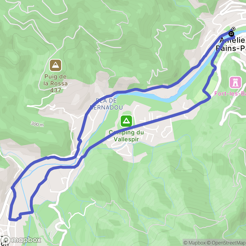 Amélie-les-Bains-Palalda : carte du parcours de randonnée - France