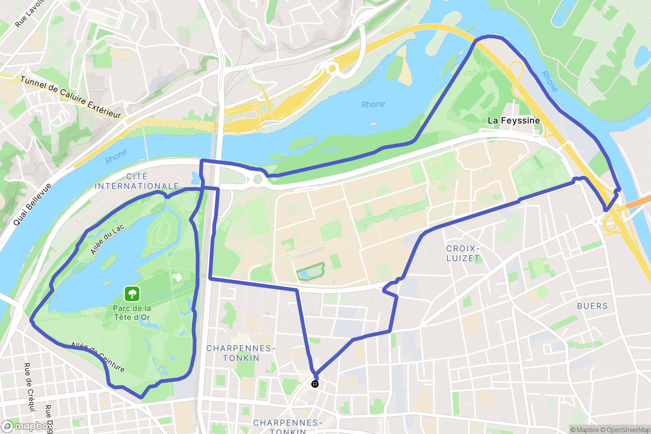 Villeurbanne : carte du parcours de randonnée - France