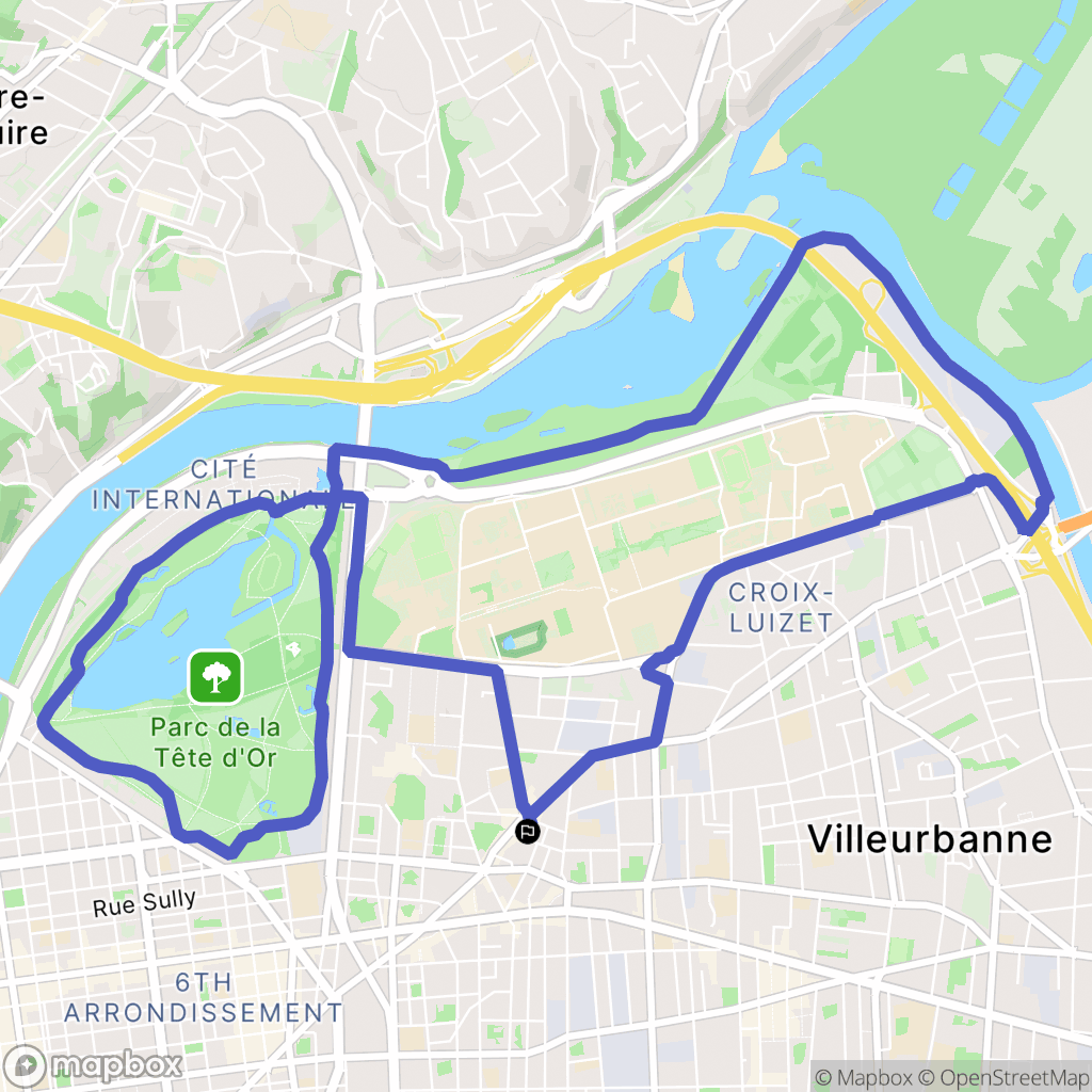 Villeurbanne : carte du parcours de randonnée - France