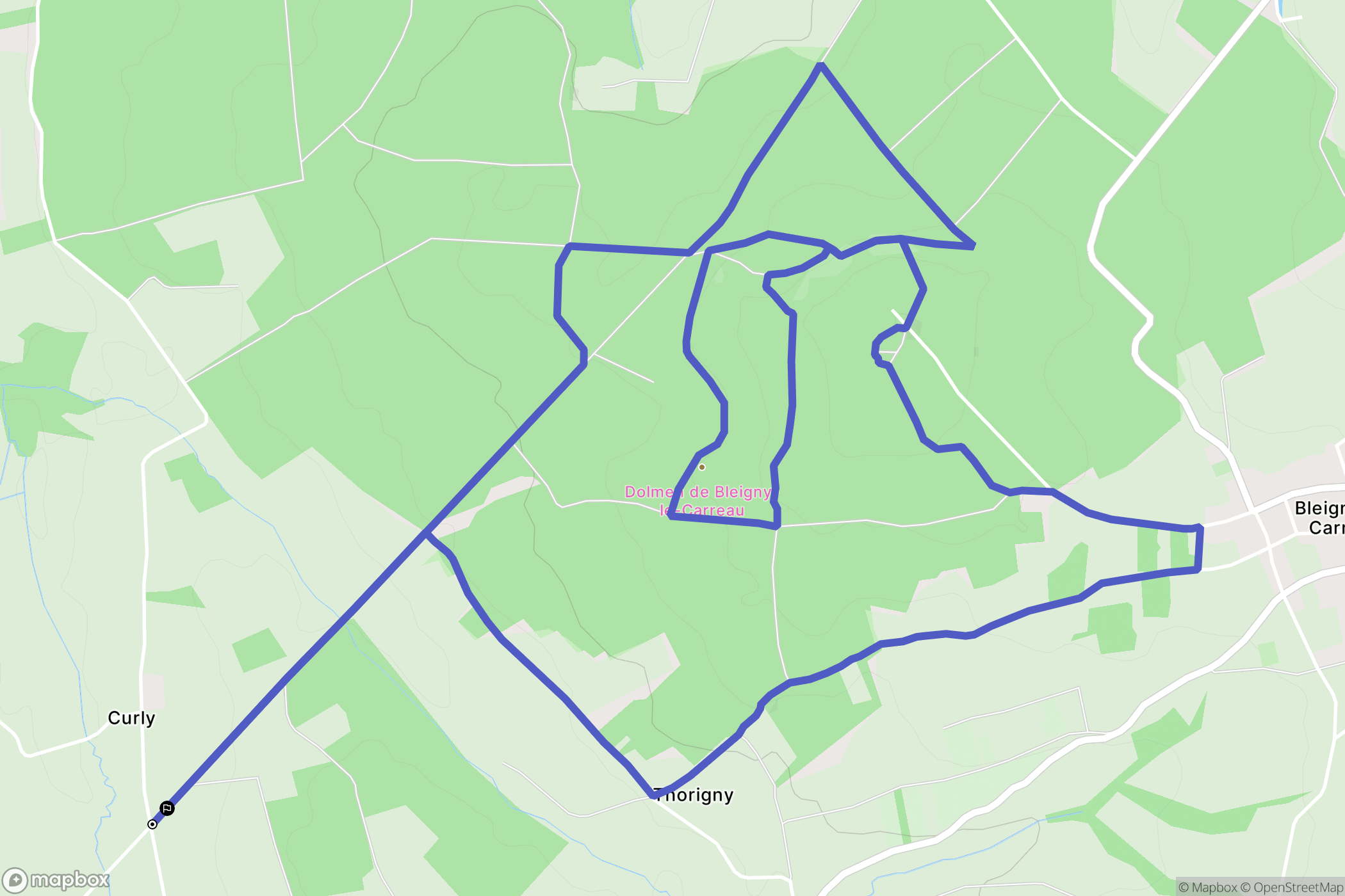 Venoy : carte du parcours de randonnée - France