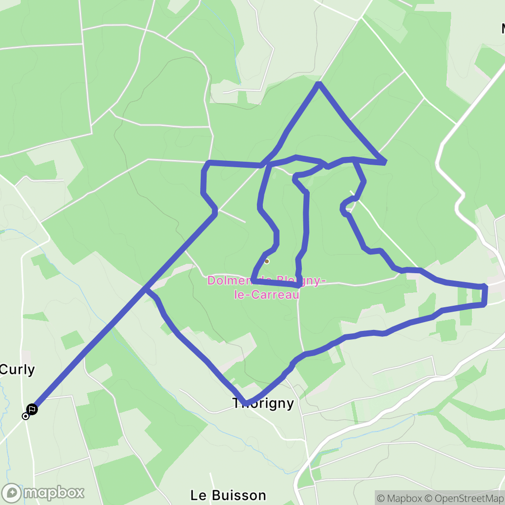 Venoy : carte du parcours de randonnée - France