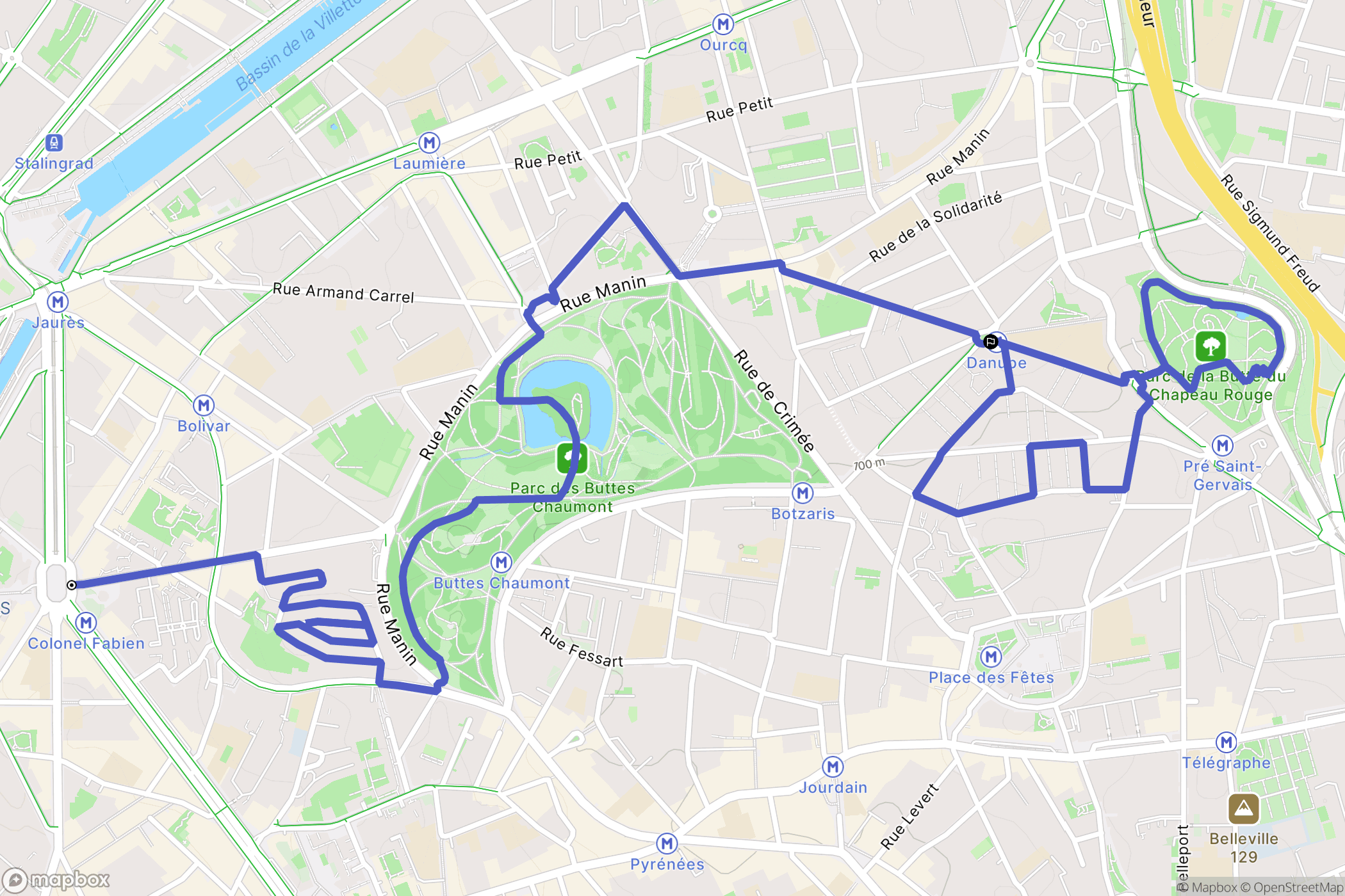 Paris : carte du parcours de randonnée - France