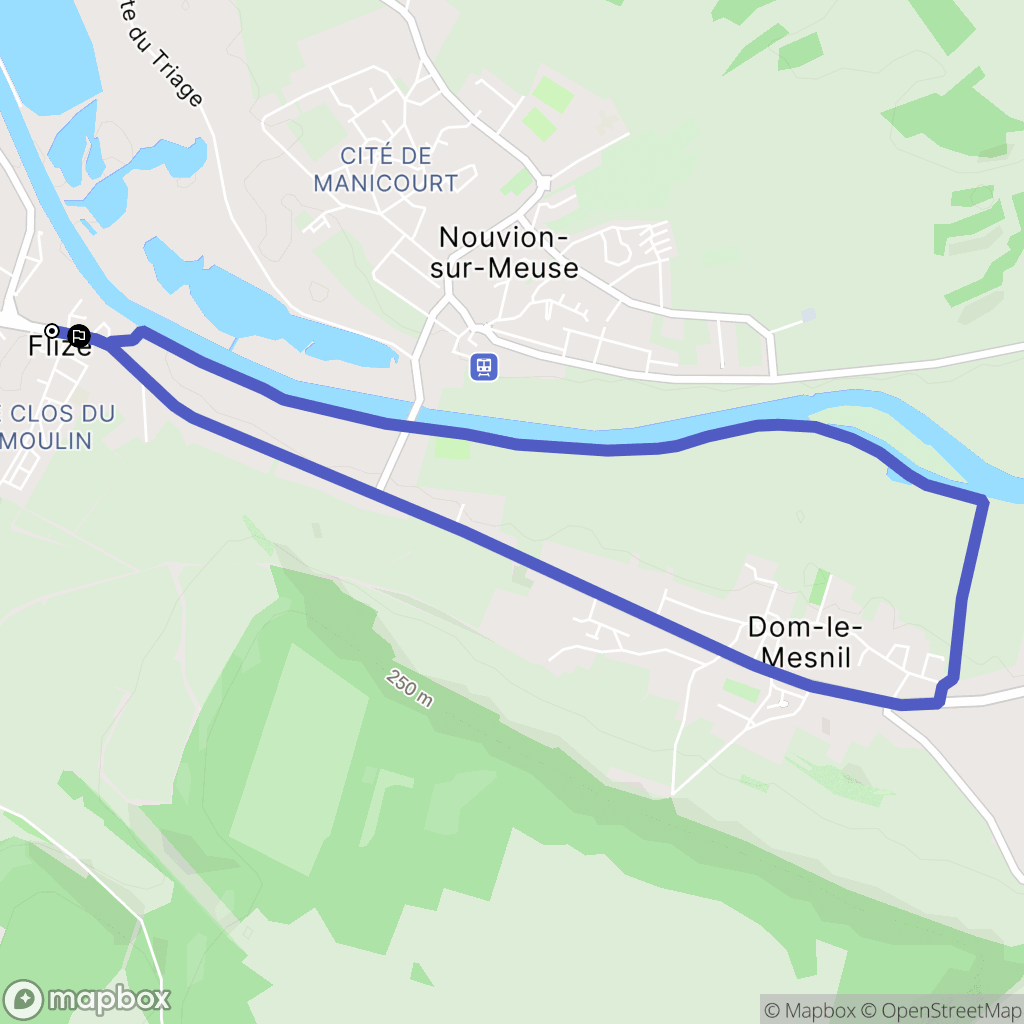 Flize : carte du parcours de randonnée - France