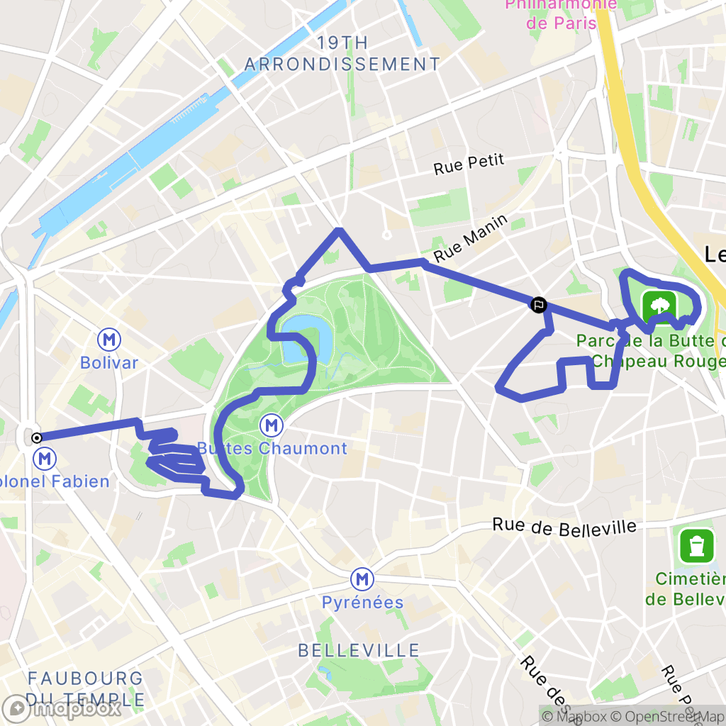 Paris : carte du parcours de randonnée - France